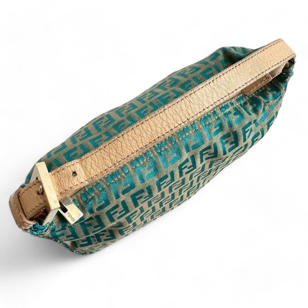 Fendi Fendi - Zucchino Handbag Pouch Canvas Blue Leather Size ONE SIZE - 4 Thumbnail
