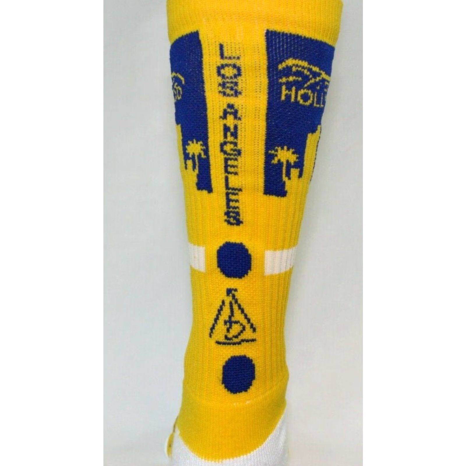 Vintage Rep It City Los Angeles Hollywood Yellow Blue CoolMax Basketball Socks Mens S/M Socks Size ONE SIZE - 2 Thumbnail