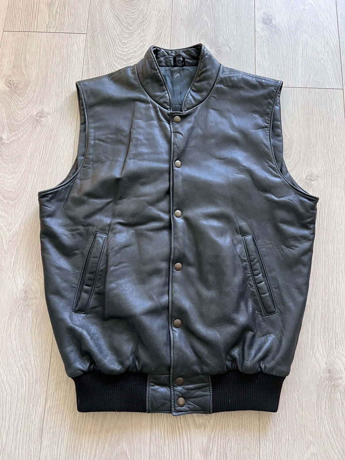 90’s Vintage discount Black Leather Vest / Size M