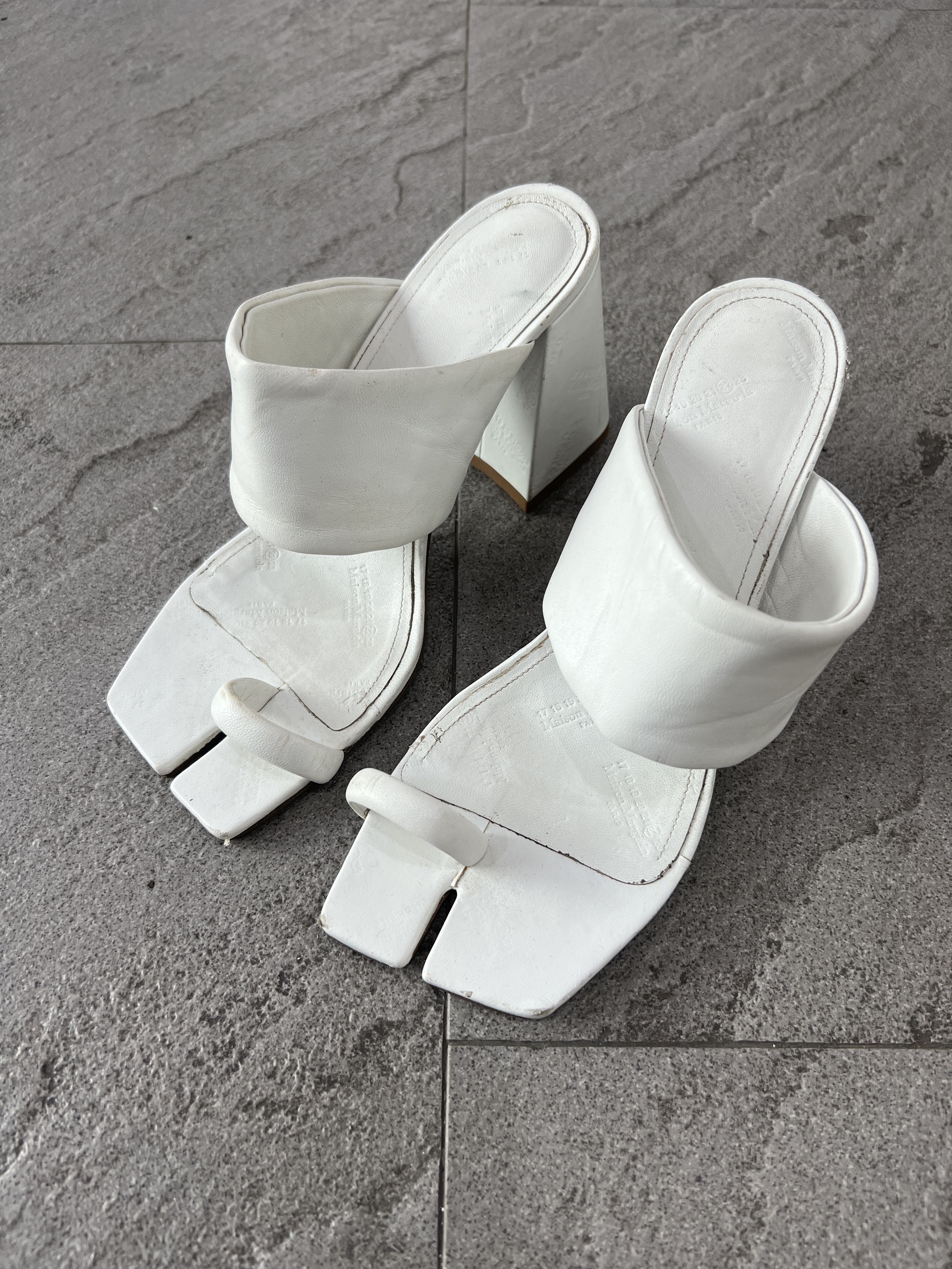 Maison Margiela Maison Margiela Tabi White Leather Heel Sandals Size 38 Size US 8 / IT 38 - 3 Thumbnail