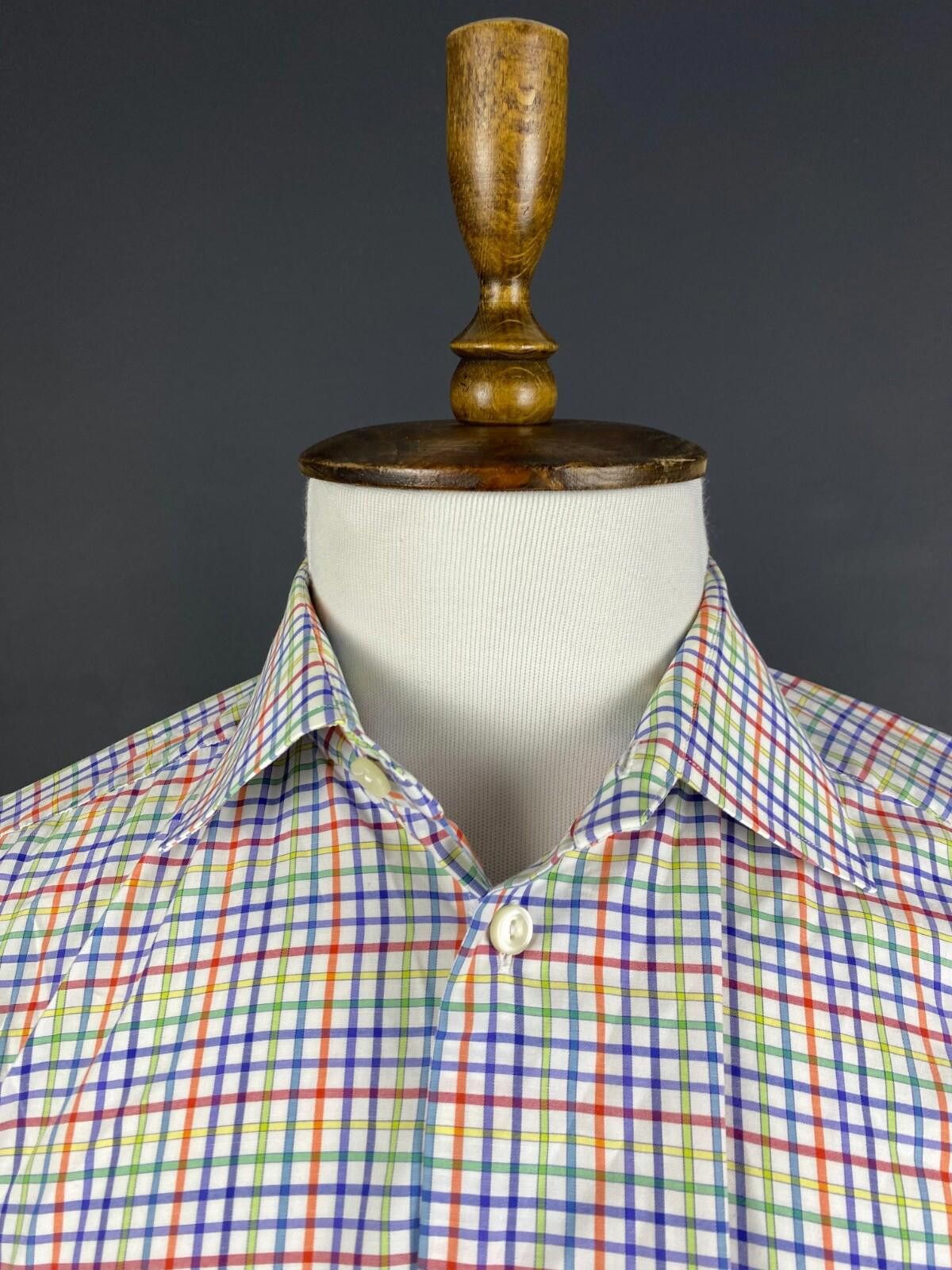 Eton Eton Slim White Multicolor Check Down Shirt Size 42 / 16 Size US M / EU 48-50 / 2 - 6 Thumbnail
