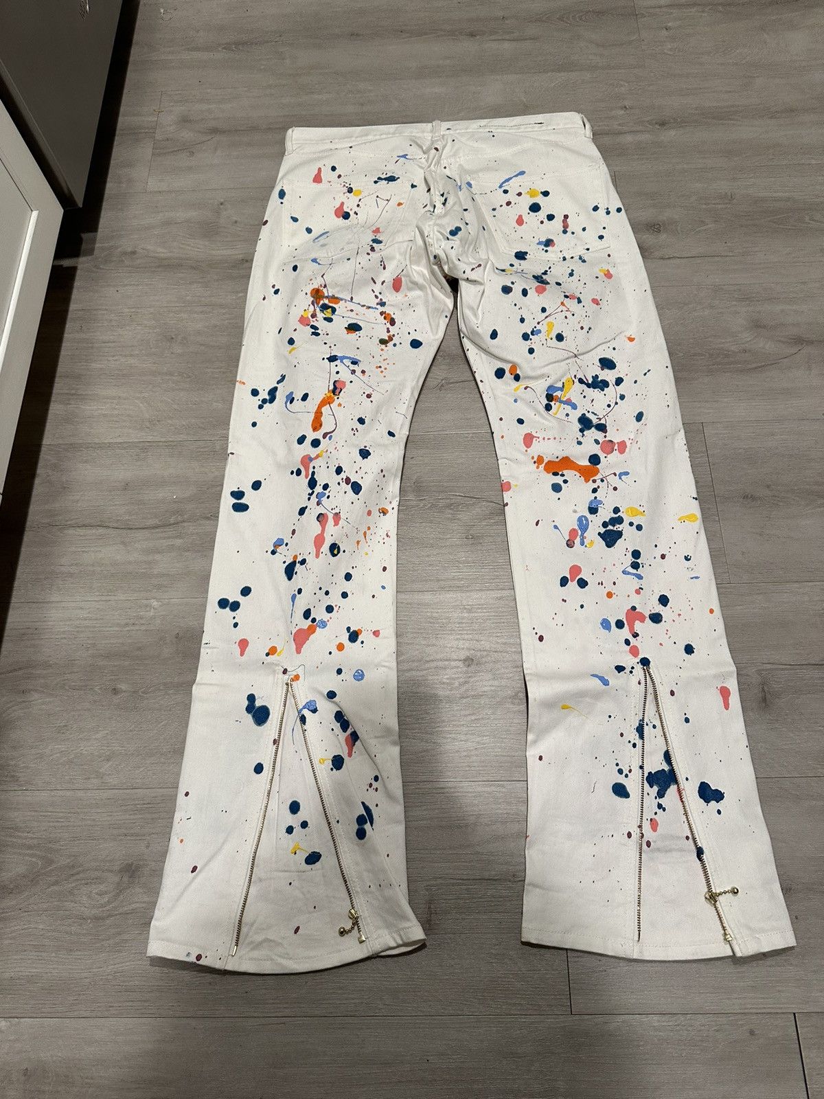 image of Vlone White Zipper Denim Jeans Pants Size Xxl, Men's