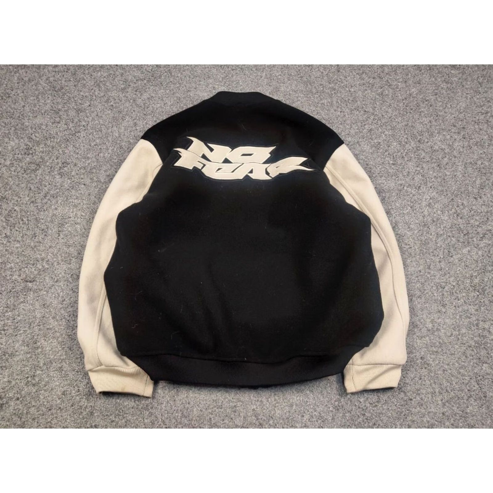 No Fear No Fear Black Varsity Bomber Jacket Women's S Wool Lining Wool Pattern Solid 90s Style Size S / US 4 / IT 40 - 3 Thumbnail