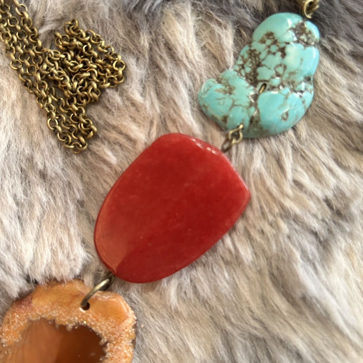 Joan Rivers Vintage Joan Rivers stone drop brass chain y style necklace Size ONE SIZE - 7 Thumbnail