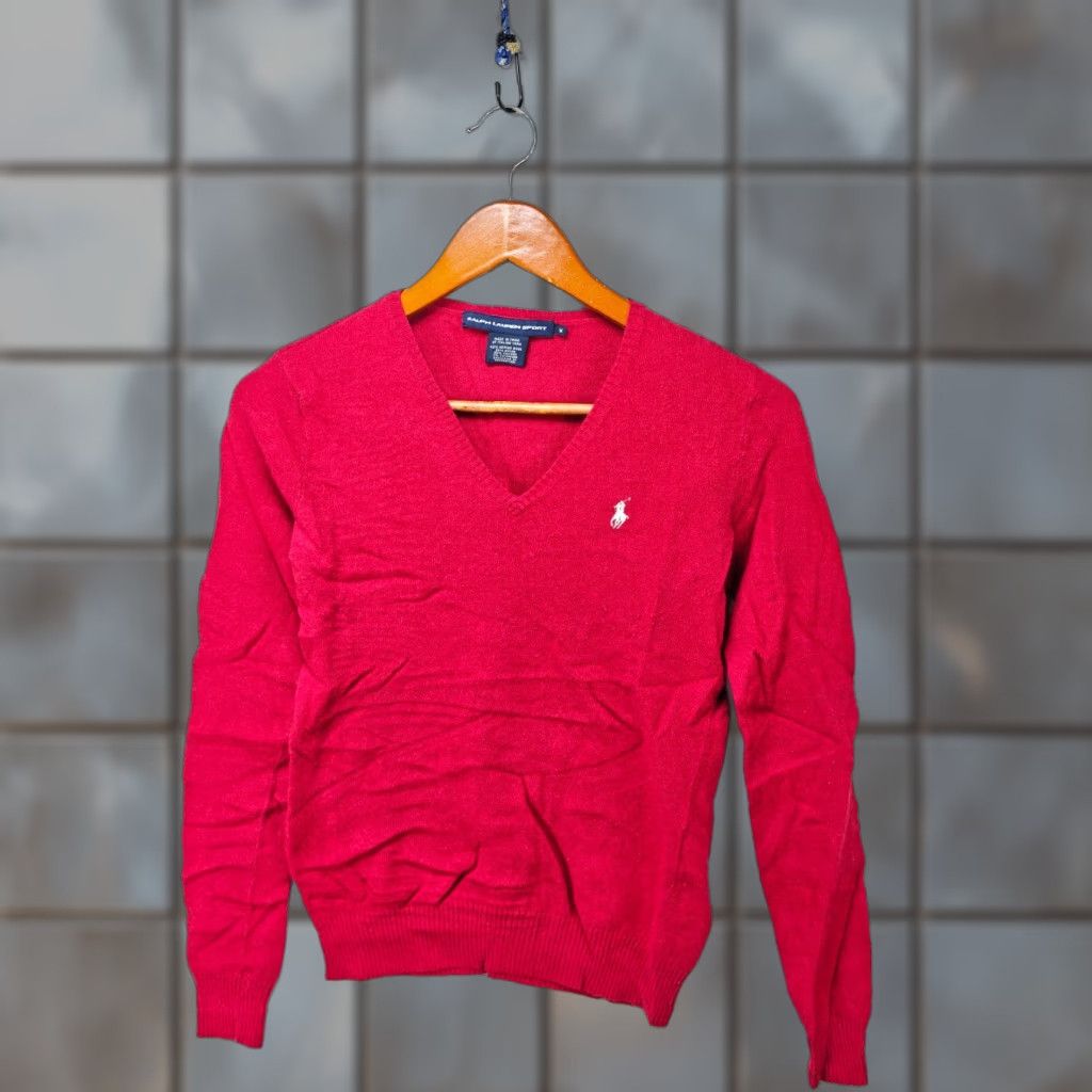 VINTAGE Ralph Lauren Sport Polo Womens V Neck Knit Shirt