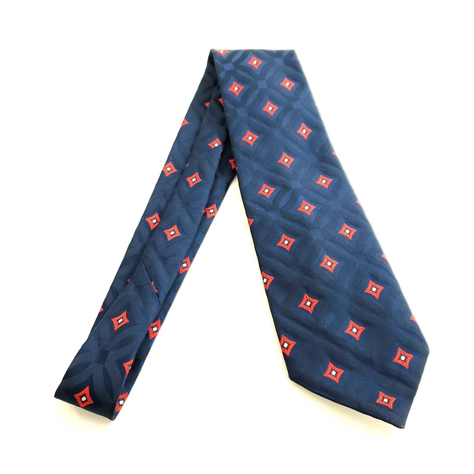 Vintage Don Loper Polyester Blue Red Geometric Woven Short Wide Tie Size ONE SIZE - 6 Thumbnail