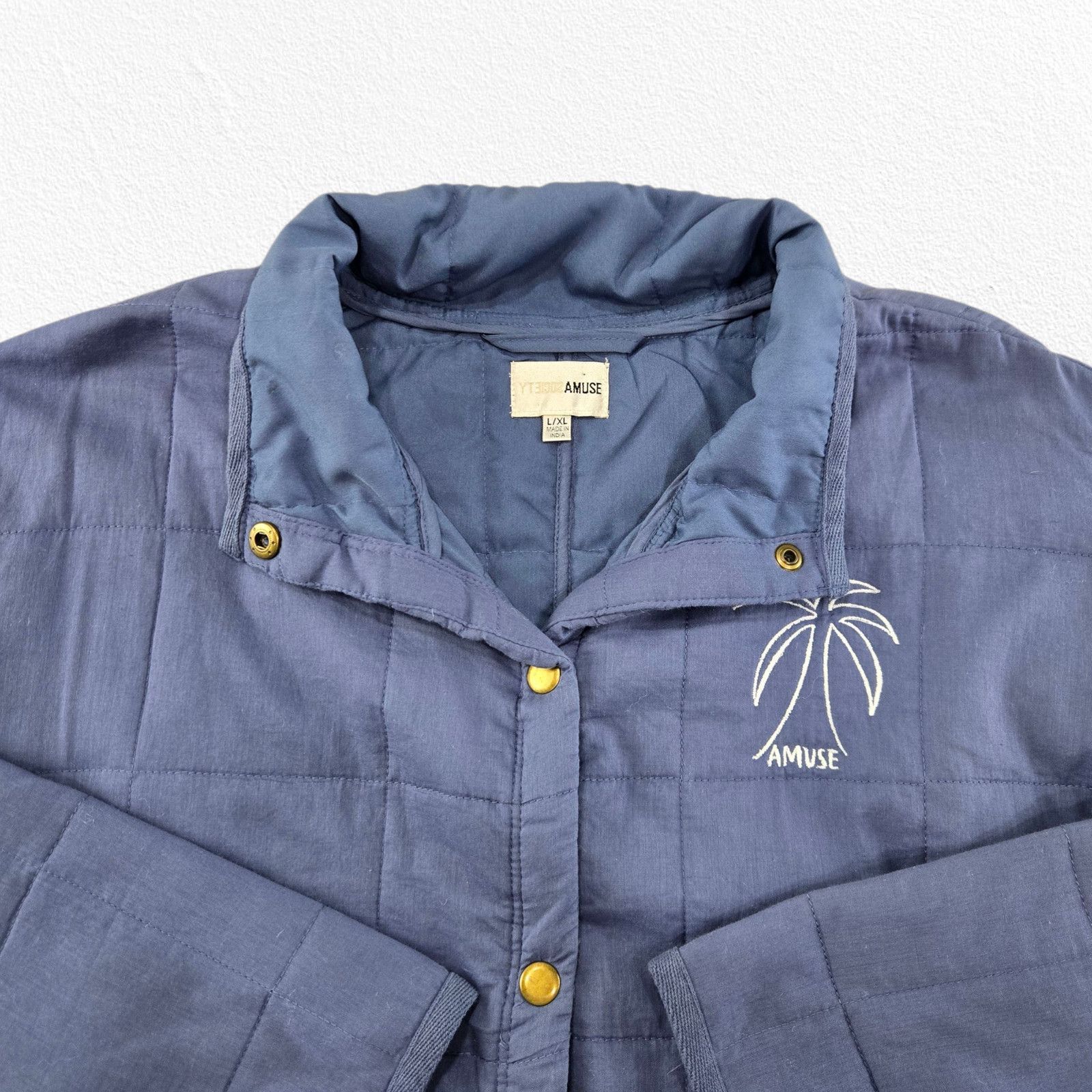 Other Amuse Society Blue Quilted Cotton Jacket Oversized Large/XL Size XL / US 12-14 / IT 48-50 - 3 Thumbnail