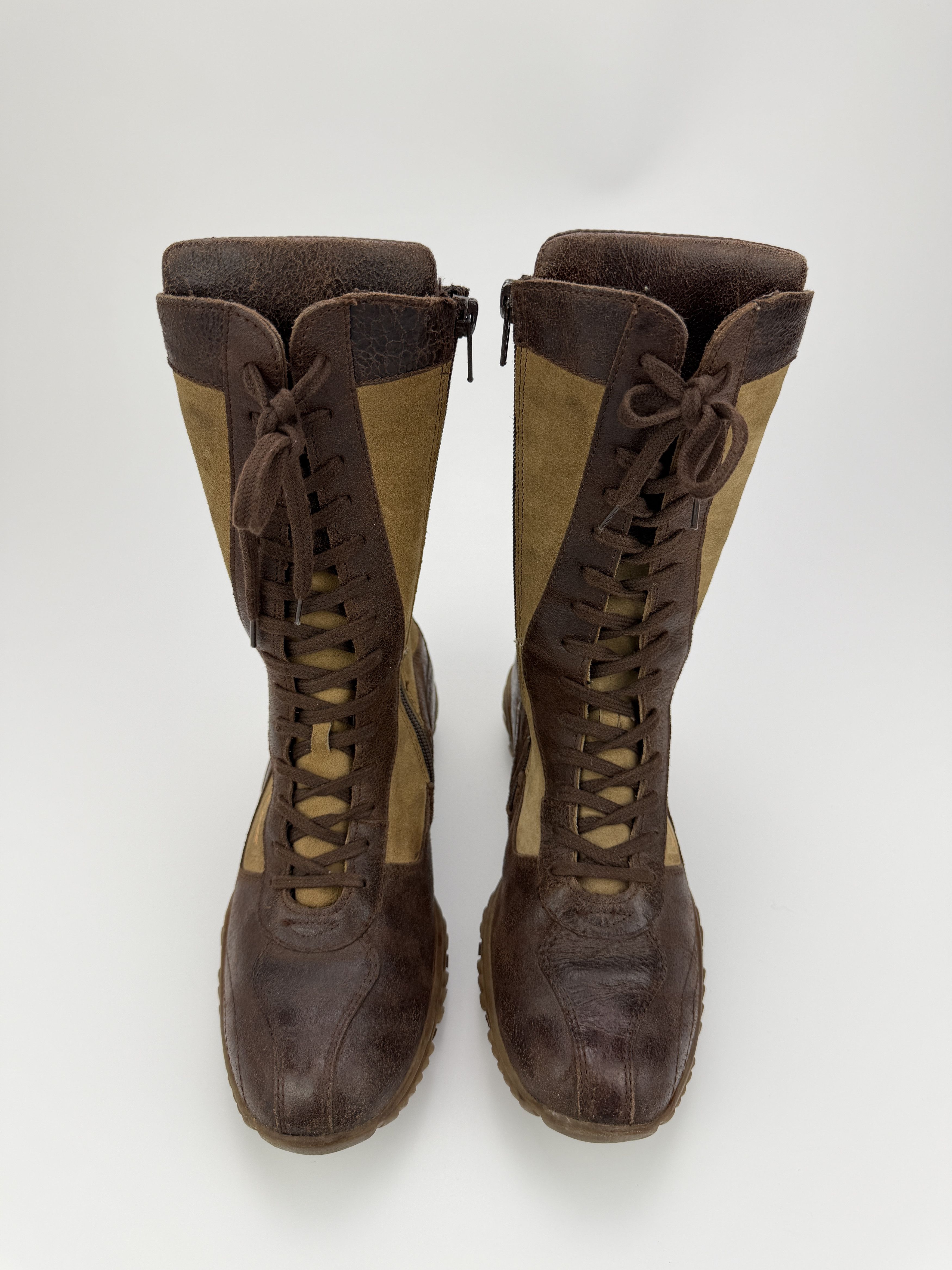 Vintage Vintage Y2K Lace Up Brown Leather Boots Avant Garde Size US 6 / IT 36 - 5 Thumbnail