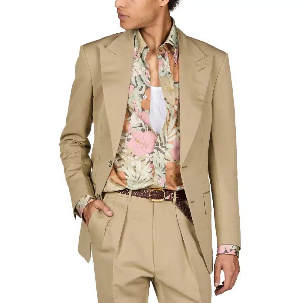 Tom Ford o1loc1c0425 JHAP01 Cotton Silk Atticus Jacket in Beige Size US M / EU 48-50 / 2 - 2 Thumbnail