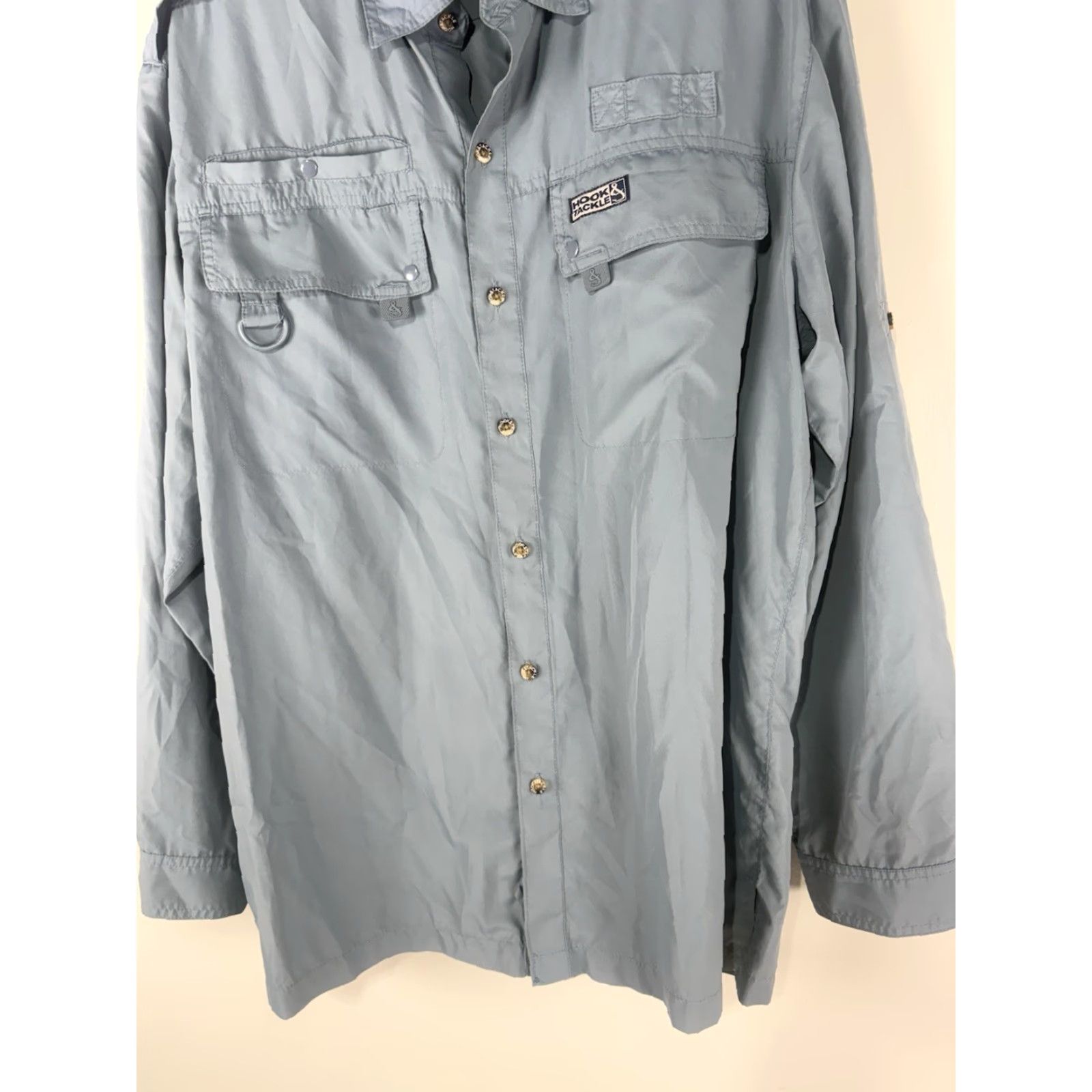 Vintage Hook & Tackle Fisherman’s Shirt Men’s Blue L Button-Up Pockets Breathable All Seasons Easy Care Lightweight Rayon Polyester Button-Up Shirt Size US L / EU 52-54 / 3 - 3 Thumbnail