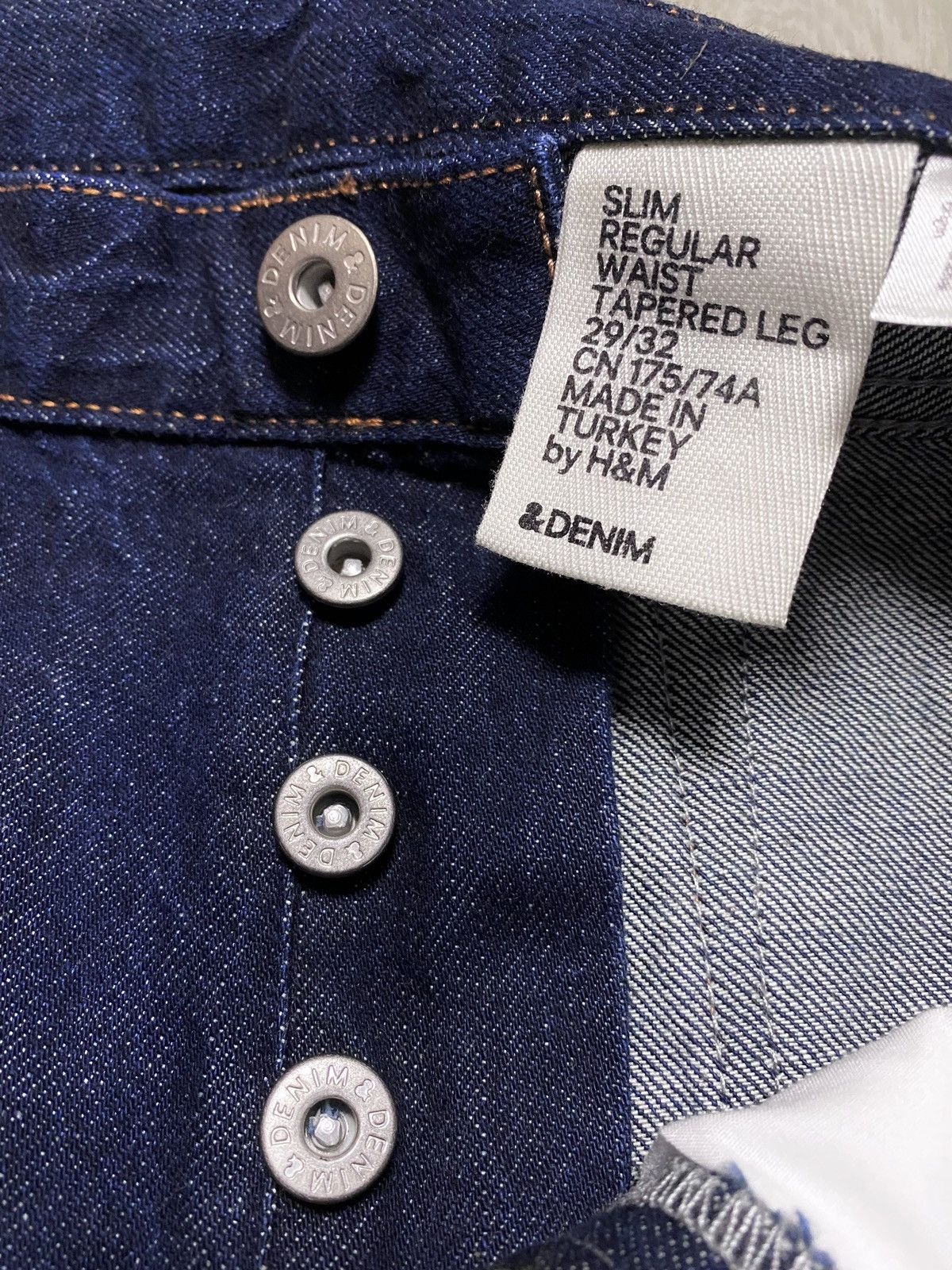 H&M H&M Navy Selvedge Selvage Slim Regular Waist Denim Jeans Size US 29 - 10 Thumbnail