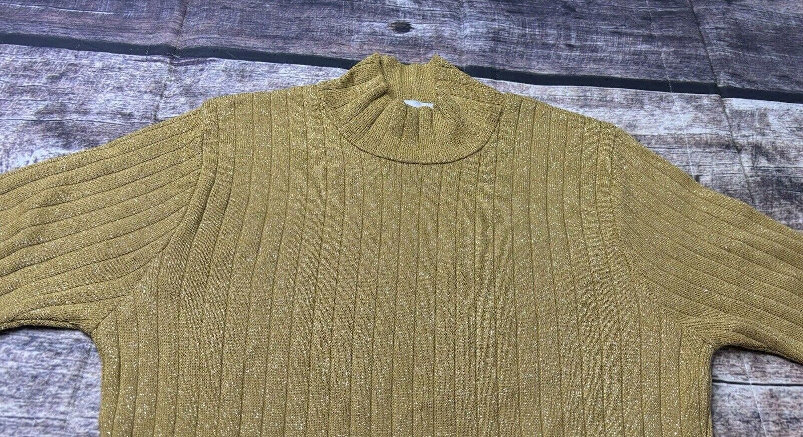 Other Morgano Merino Wool Blend Top Women's XS Metallic Gold Italy Size XS / US 0-2 / IT 36-38 - 5 Thumbnail