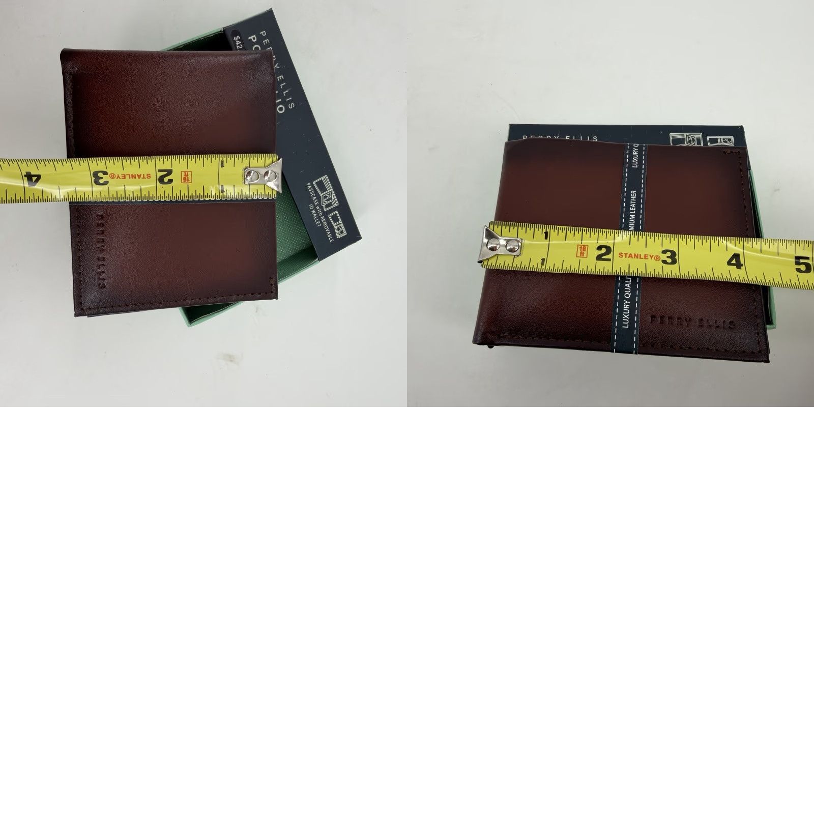 Perry Ellis Perry Ellis Portfolio Men's Passcase with Removable ID Wallet Tan Classic Bifold Wallet Mens Leather Credit Card Folding Designer Style Size ONE SIZE - 8 Thumbnail