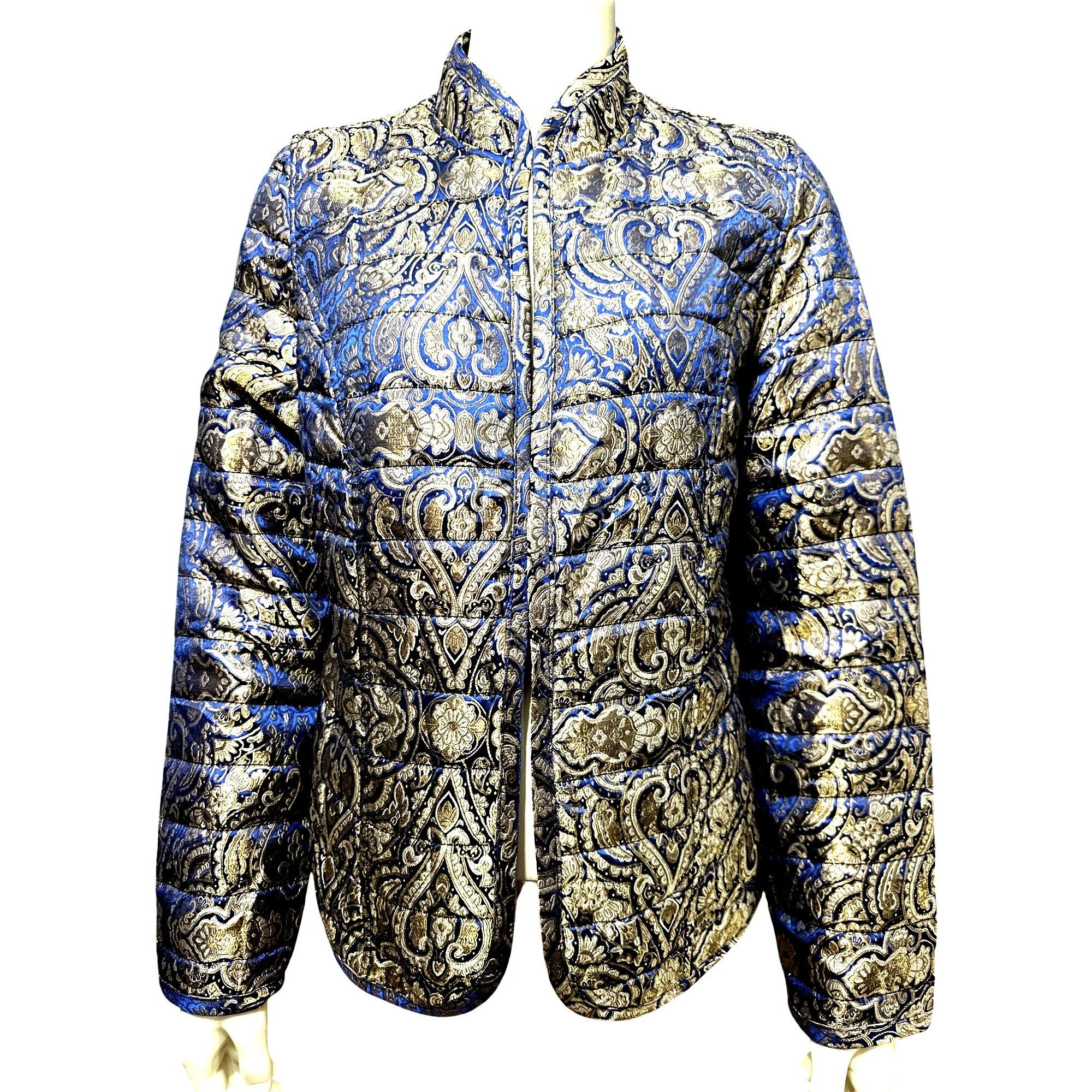 Chicos Chicos Reversible Quilted Puffer Jacket Elegant Blue Gold Pa Size M / US 6-8 / IT 42-44 - 1 Thumbnail