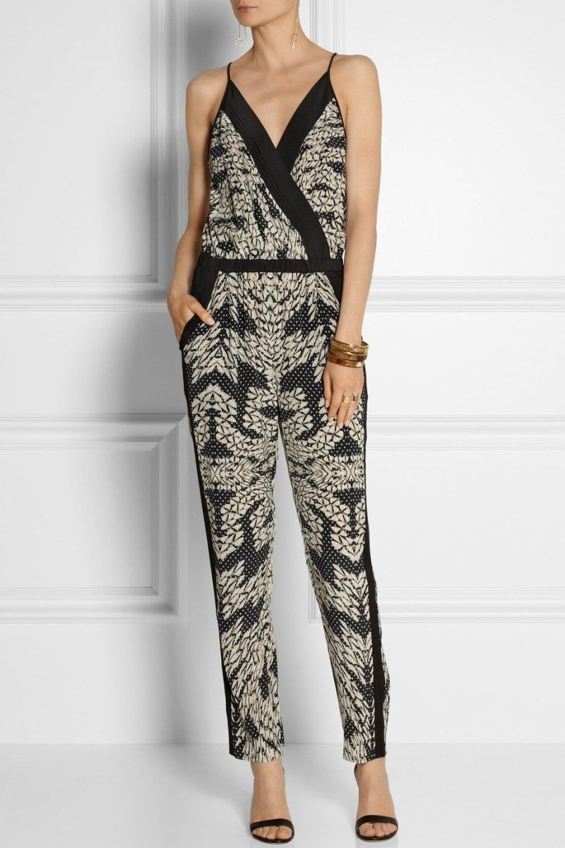 Diane von Furstenberg Diane Von Furstenberg Shany Printed Silk Jumpsuit Size 28" / US 6 / IT 42 - 1 Thumbnail