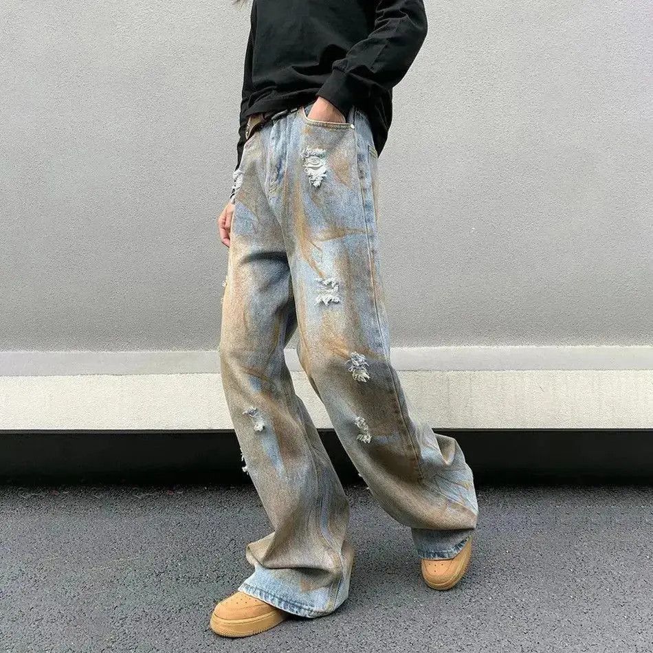 Japanese Brand Vintage Hip Hop Ripped Jeans Men Distressed Print Denim Pant Size US 30 / EU 46 - 4 Thumbnail