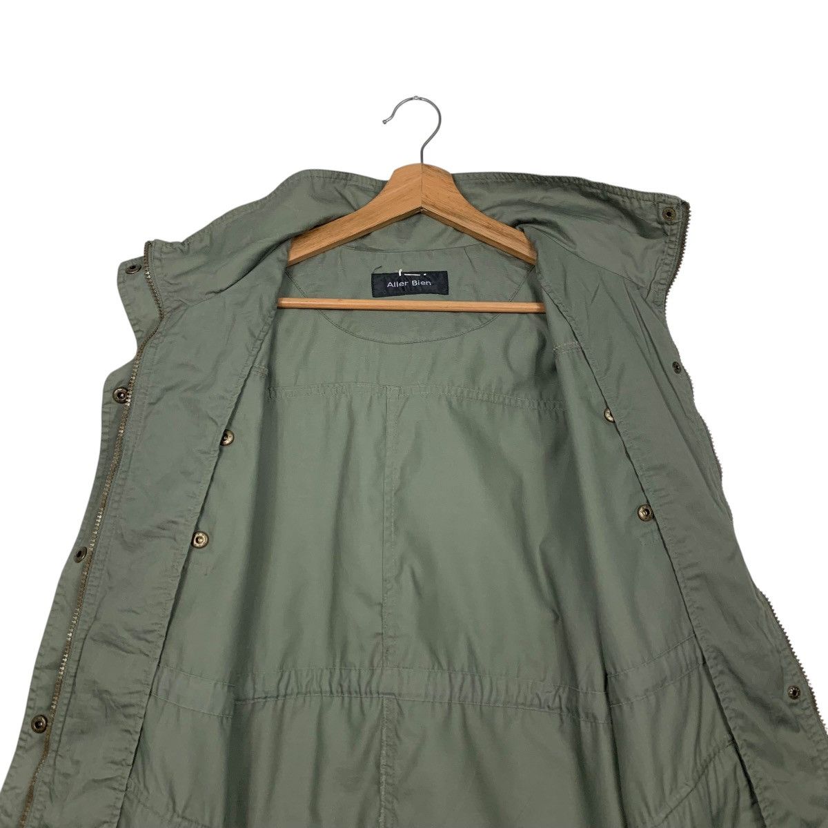 Japanese Brand ALLER BIEN Olive Green Button Parka Hoodie Jacket #2450-C110 Size US L / EU 52-54 / 3 - 9 Thumbnail