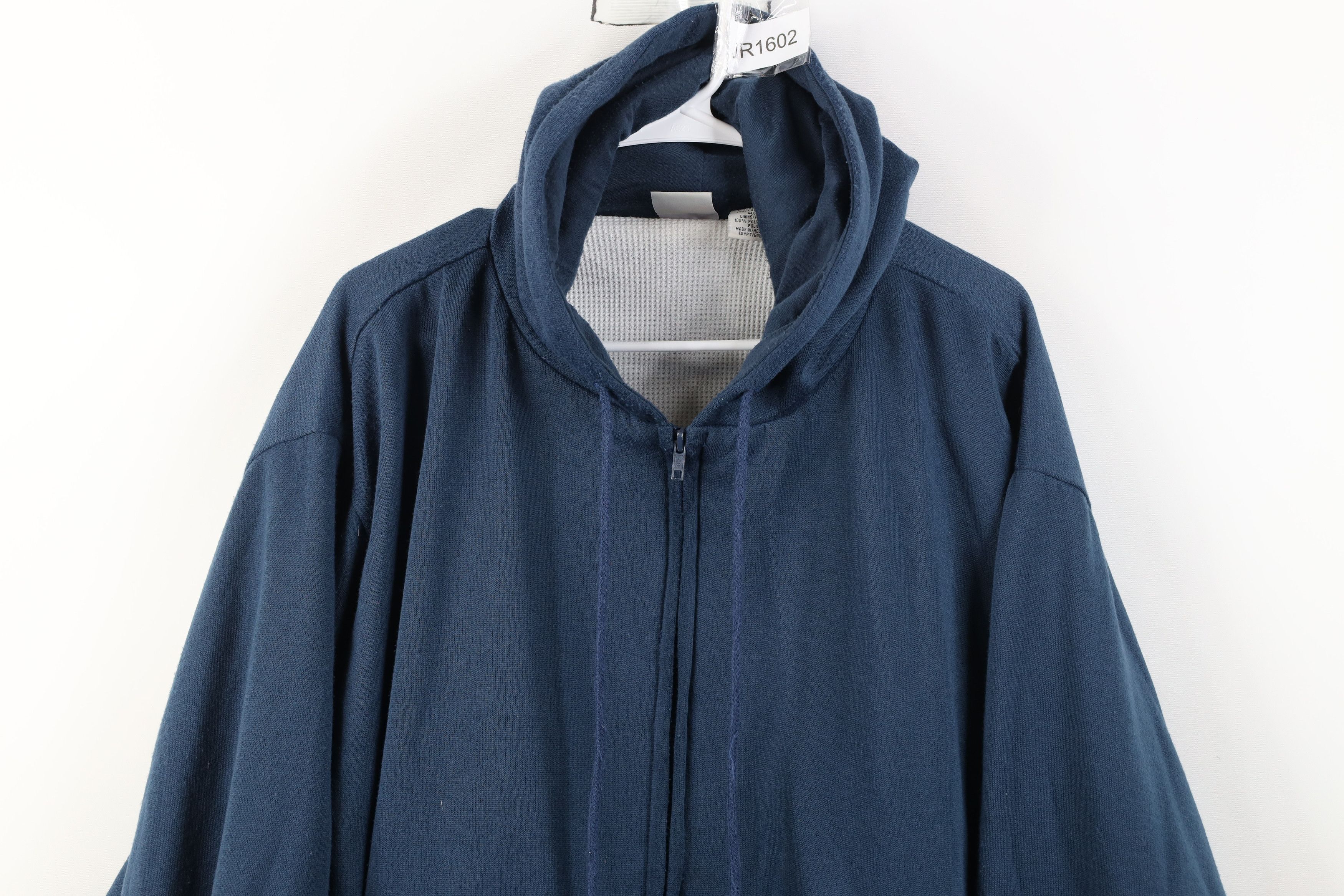 Vintage Vintage 90s Streetwear Thermal Waffle Knit Lined Hoodie Size US XL / EU 56 / 4 - 2 Thumbnail