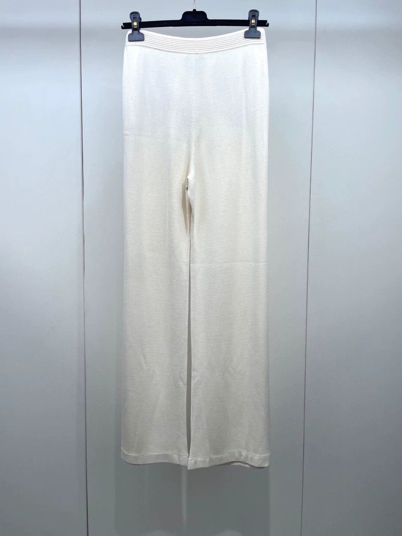 Loro Piana Loro piana Milk-white knitted wide-leg trousers 2506-Nextar Size 27" / US 4 / IT 40 - 2 Thumbnail