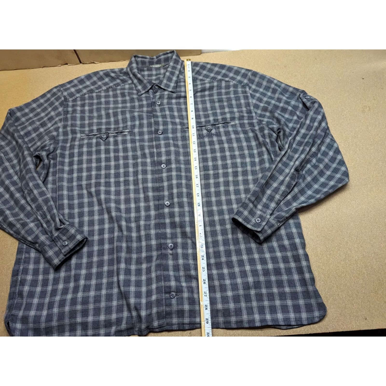 Vintage Schoffel Mens Button Up Flannel Shirt 2XL Gray Plaid Cotton Viscose Shirt Mens Size US XXL / EU 58 / 5 - 4 Thumbnail