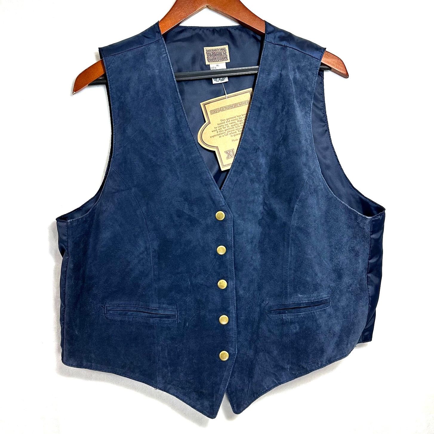 Vintage NEW Vintage XL International Leather Collection Blue Vest Size US XL / EU 56 / 4 - 2 Thumbnail