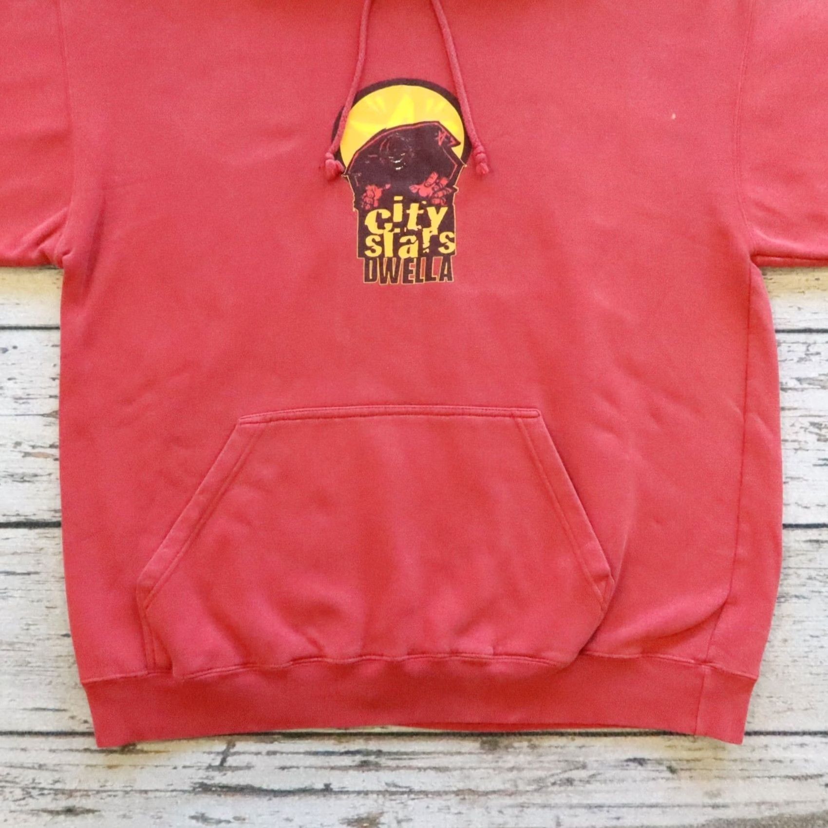 Vintage Vintage City Stars Dwella Skateboard Pullover Hoodie Sweatshirt - Red, Size L, Men, Long Sleeve, Regular, Hoodie, 90s, Pullover Size US L / EU 52-54 / 3 - 3 Thumbnail