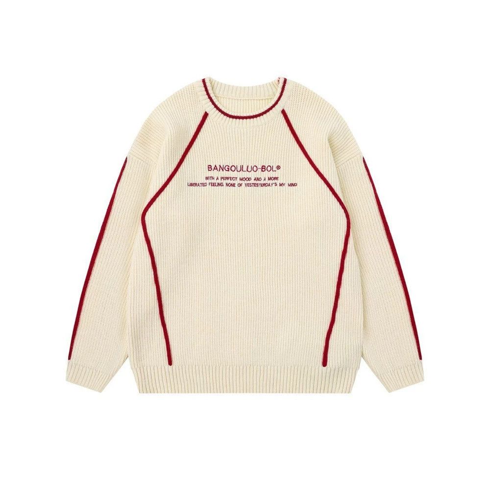 Vintage Men's loose embroidered letter line casual sweater Size US M / EU 48-50 / 2 - 1 Thumbnail