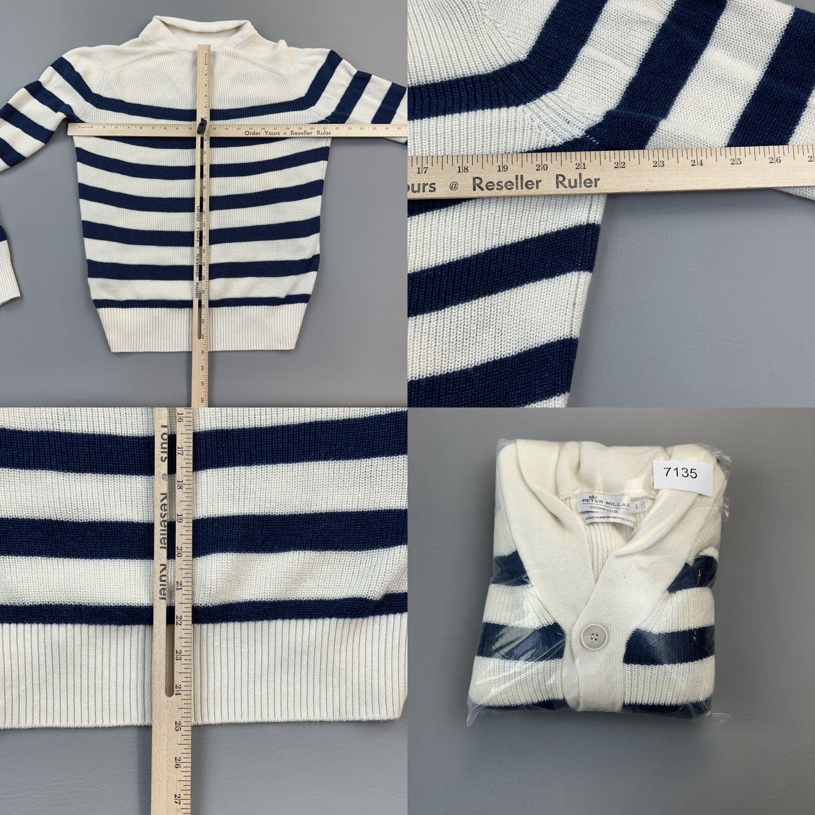 Peter Millar VINTAGE Peter Millar Sweater Mens Large Striped Crown Cool Wool Linen Merino Cardigan Size US L / EU 52-54 / 3 - 9 Thumbnail
