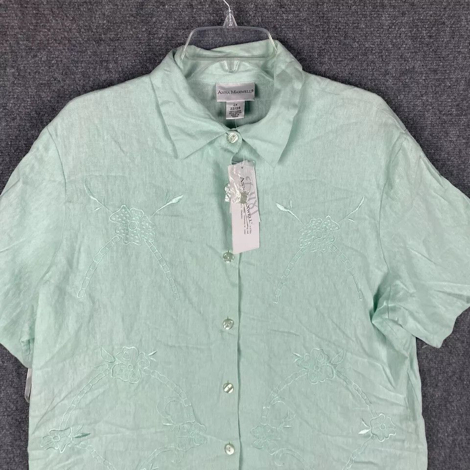 Other Anna Maxwell Button Up Top Women's 2X 22/24 Linen Blend NWD Size ONE SIZE - 2 Thumbnail
