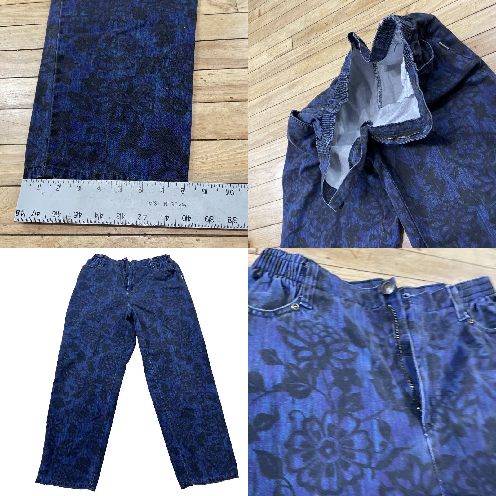 Vintage VINTAGE BLASS SPORT Pants Women 16 High Waist Floral Paisley Blue 90s Vintage Straight 32x30 Women's Pants Size 38" / US 16 / IT 52 - 9 Thumbnail