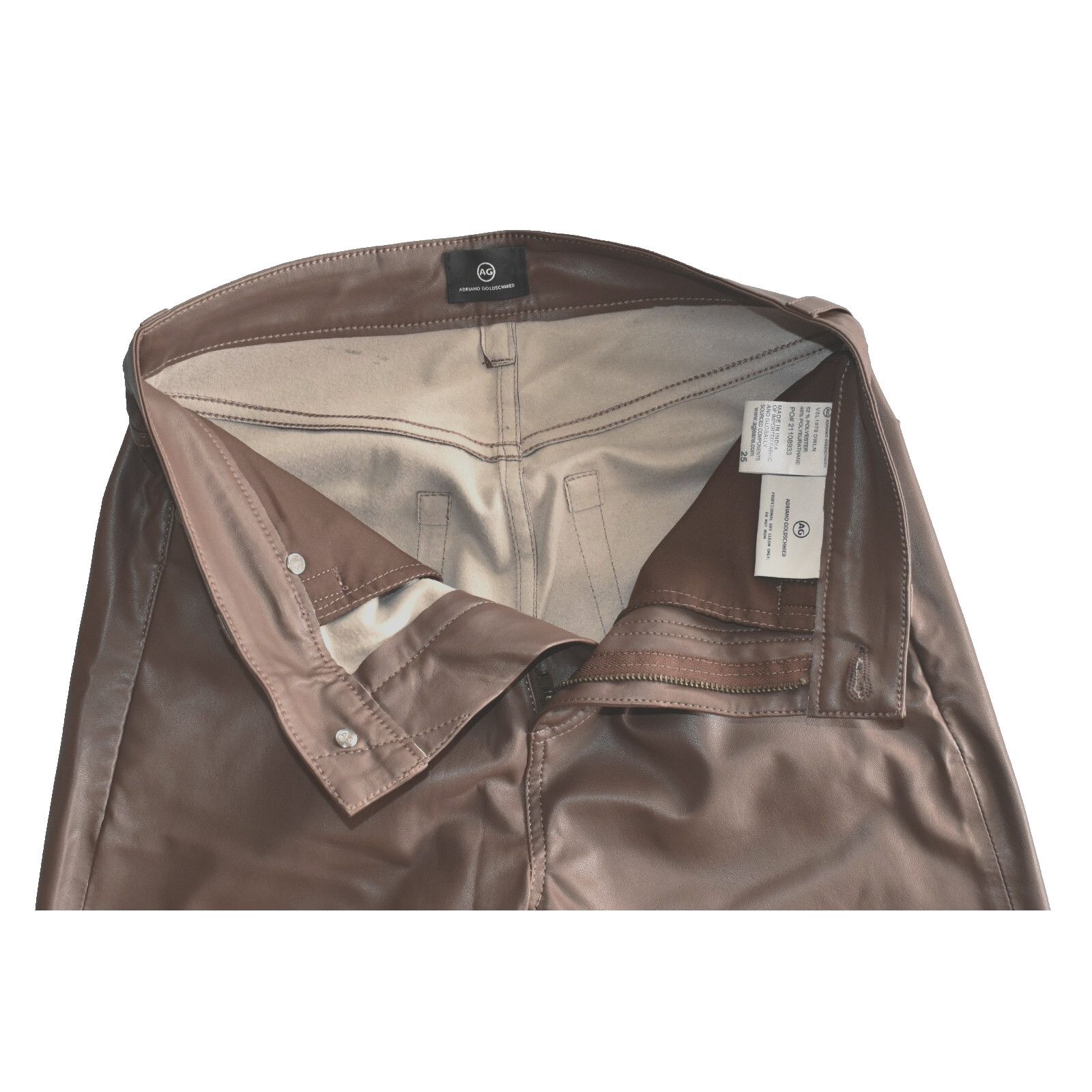 AG Adriano Goldschmied A8 NEW ADRIANO GOLDSCHMIED Vegan Leather Straight Jeans 25 Size 25" / US 0 / IT 36 - 3 Thumbnail