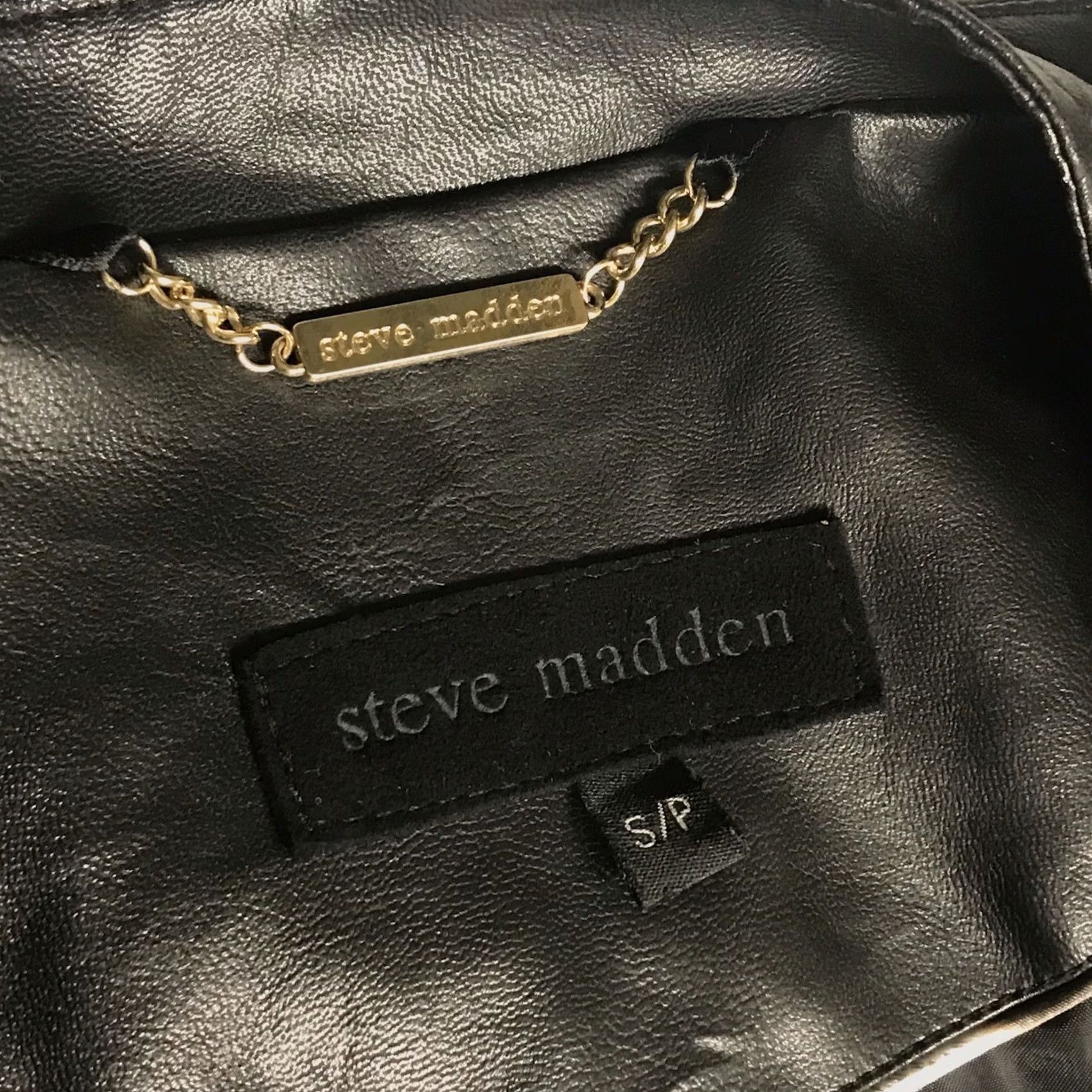 Steve Madden Steve Madden Women Black Faux Leather Fringed Asymmetrical Zip Motorcycle Jacket S Size S / US 4 / IT 40 - 3 Thumbnail