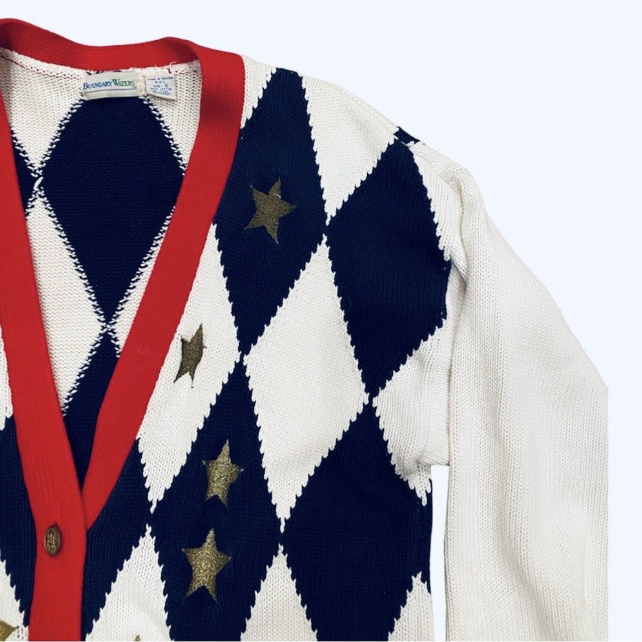 Vintage Vintage Argyle Flag Sweater USA Oversized Cardigan S Size S / US 4 / IT 40 - 3 Thumbnail
