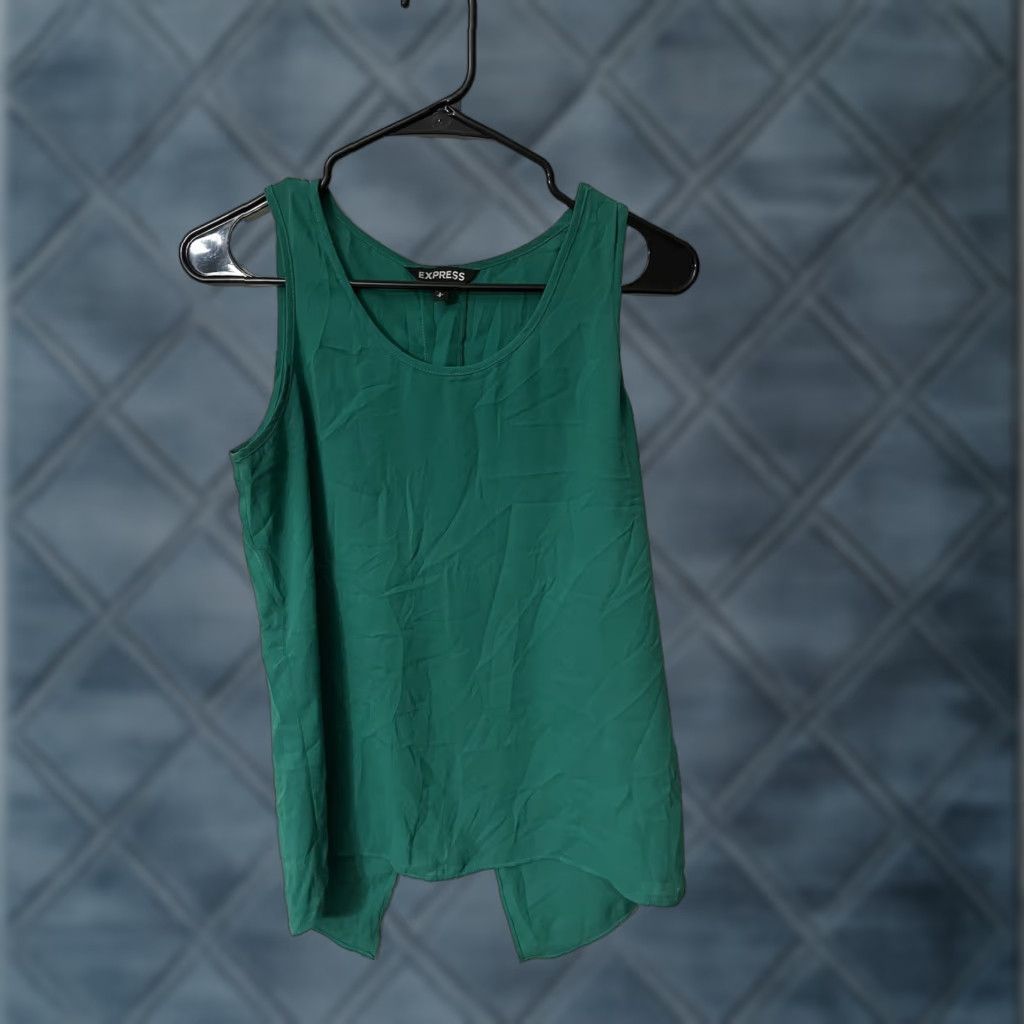 Express EXPRESS Women’s Size S Sleeveless Top Blouse Chiffon Green Crew Neck Size S / US 4 / IT 40 - 1 Thumbnail