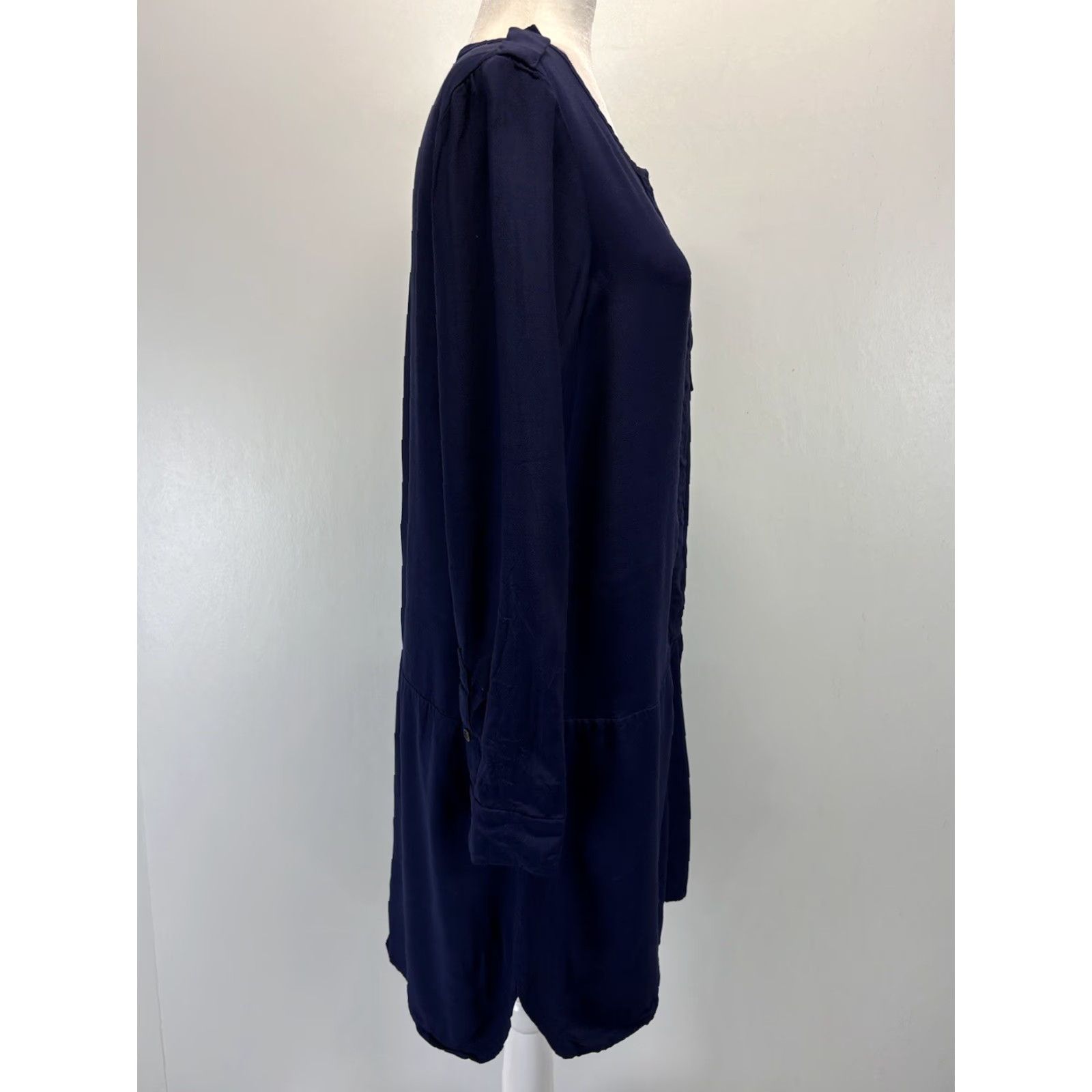 Madewell VINTAGE Madewell Shirt Dress Womens M Navy Tunic 3/4 Sleeve Button Drop Waist Military Epaulettes Size M / US 6-8 / IT 42-44 - 4 Thumbnail