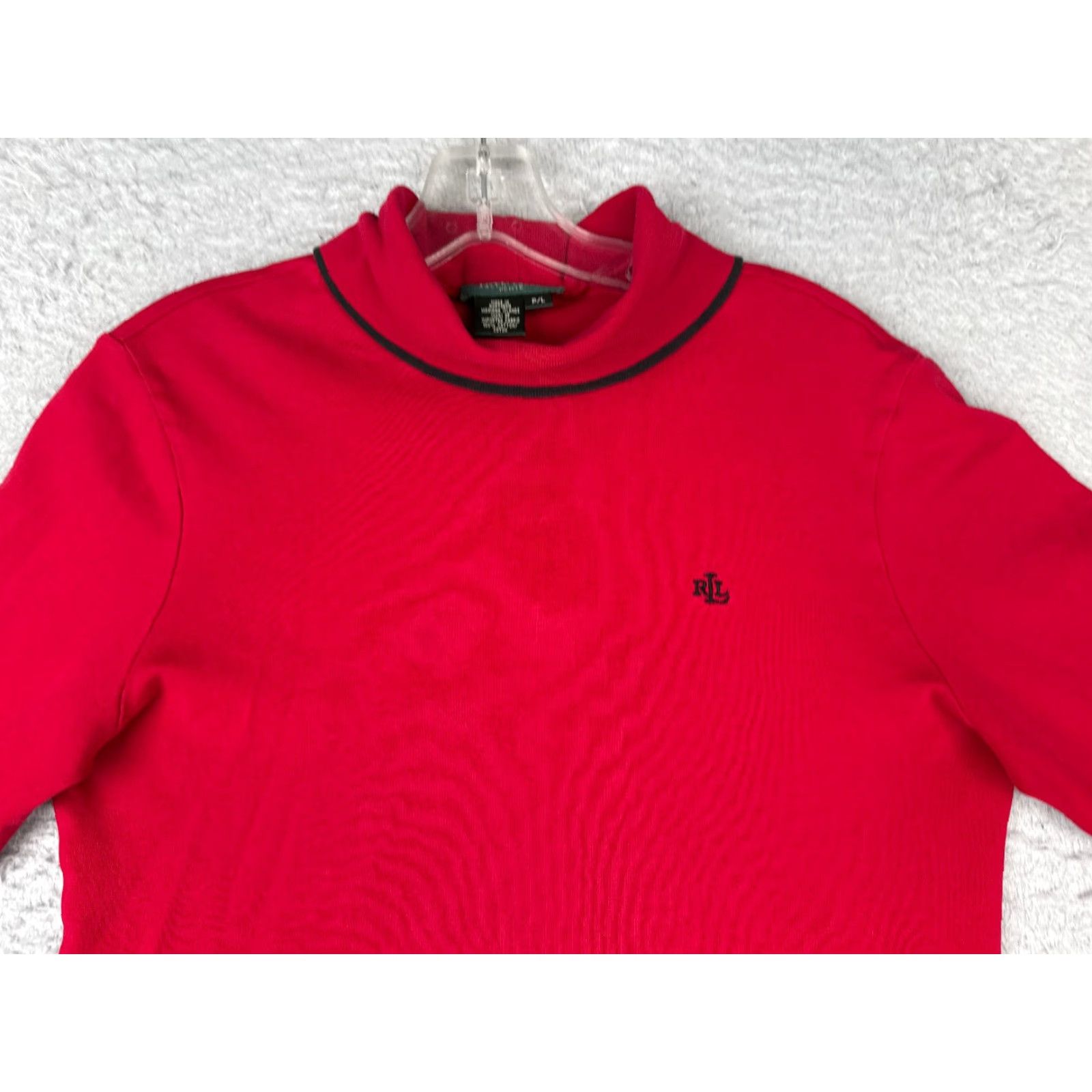 Ralph Lauren Lauren Ralph Lauren Shirt Women Petite Large Red Long Sleeve Cotton Turtleneck Logo Knit Casual All Seasons Equestrian Horse Outdoor Womens Size L / US 10 / IT 46 - 4 Thumbnail