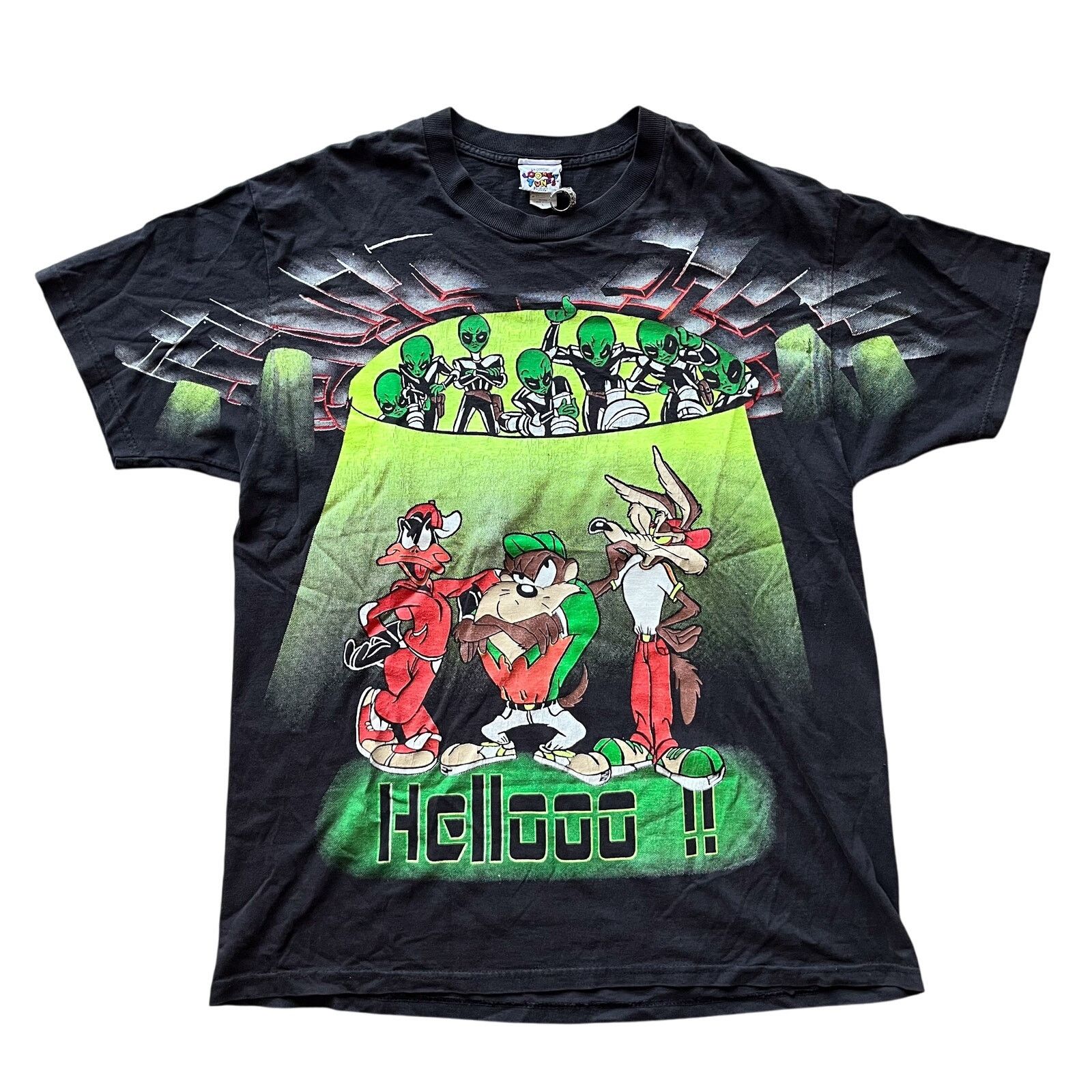 Vintage Vintage 90s Looney Tunes UFO Alien All Over Print T Shirt Size US L / EU 52-54 / 3 - 1 Thumbnail