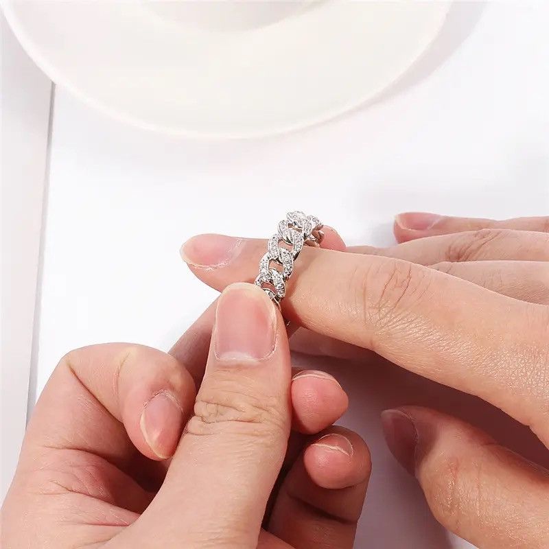 Jewelry Iced Out Cuban Chain Ring Y2k cute Size ONE SIZE - 4 Thumbnail