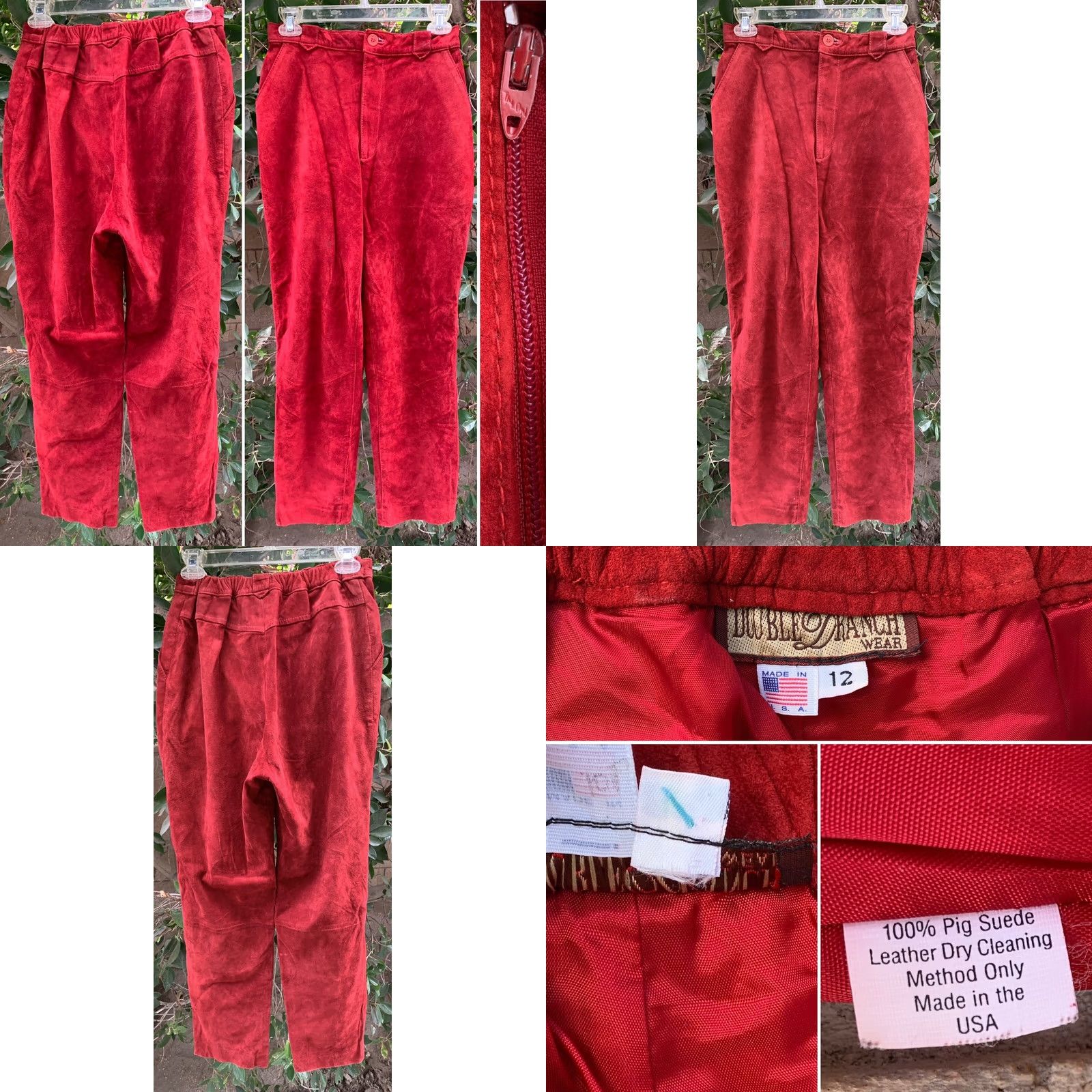 Doublet VINTAGE Double D Ranch Wear Pig Suede Pants Cowgirl Western Made In USA Size 12 28 Waist Rockabilly Leather Look Brown Rust Orange Copper Jeans Womens Size 34" / US 12 / IT 48 - 8 Thumbnail