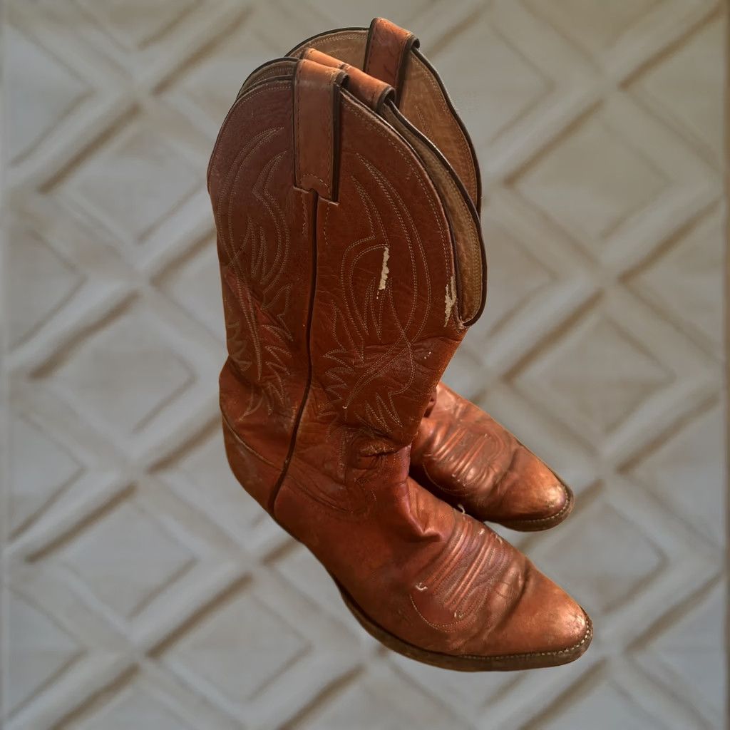 Justin Boots Justin Cowboy Western Boots Mens Sz 9.5 D Brown Leather 2497 Size US 10 / EU 43 - 1 Thumbnail