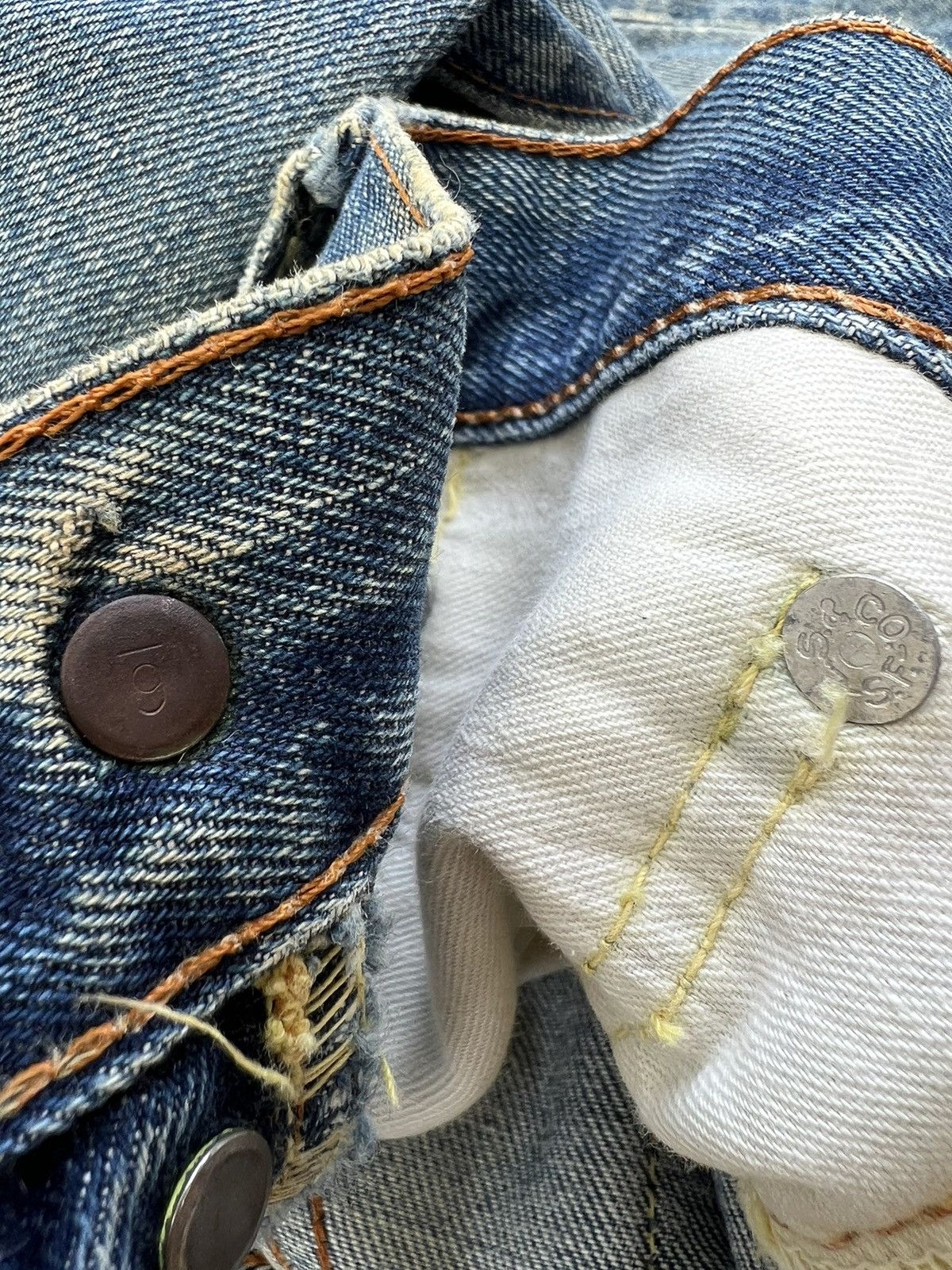 Levi's Trashed Vintage 70s Levi’s 501 Big E #6 Denim Redline Jeans Size US 30 / EU 46 - 24 Thumbnail