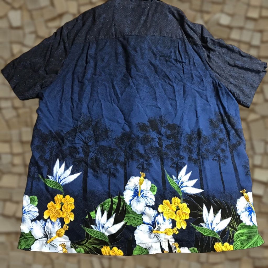 George George Shirt Men's Large Navy Blue Floral Button Up Hawaiian Top Size US L / EU 52-54 / 3 - 1 Thumbnail
