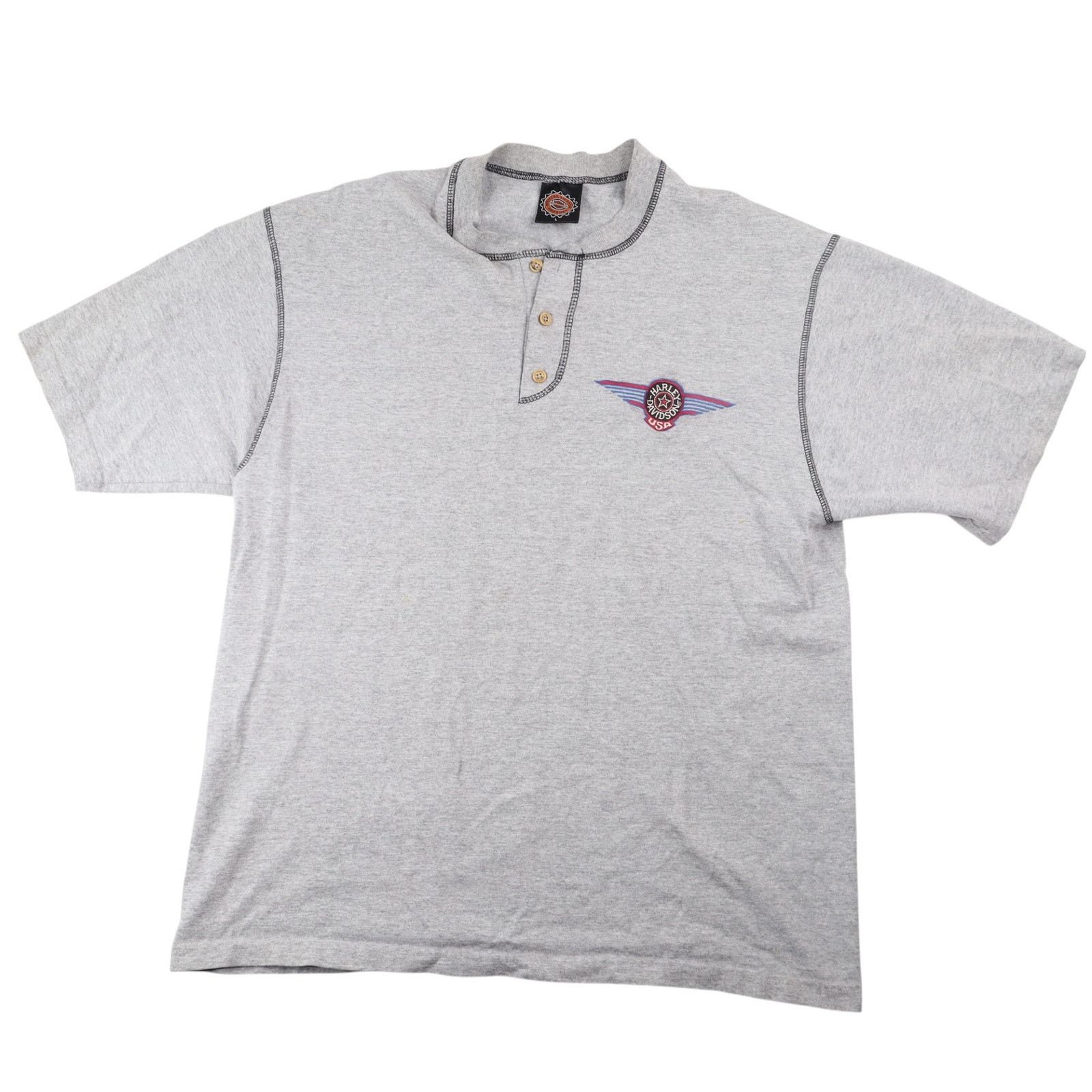 Harley Davidson × Vintage Vintage Harley Davidson USA Henley T Shirt Size US L / EU 52-54 / 3 - 1 Thumbnail