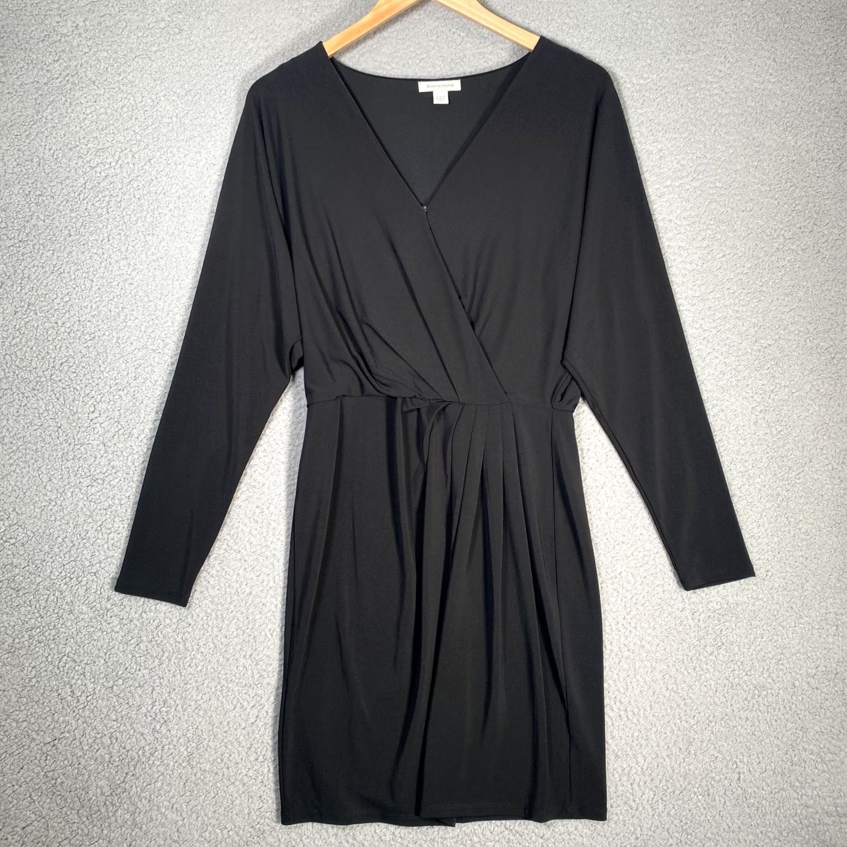 Boston Proper Boston Proper Womens Dress Black Drop Waist Knee Length V-Neck Long Sleeve Blouson Bodycon Sheath Casual Party/Cocktail Travel 6 Size M / US 6-8 / IT 42-44 - 2 Thumbnail