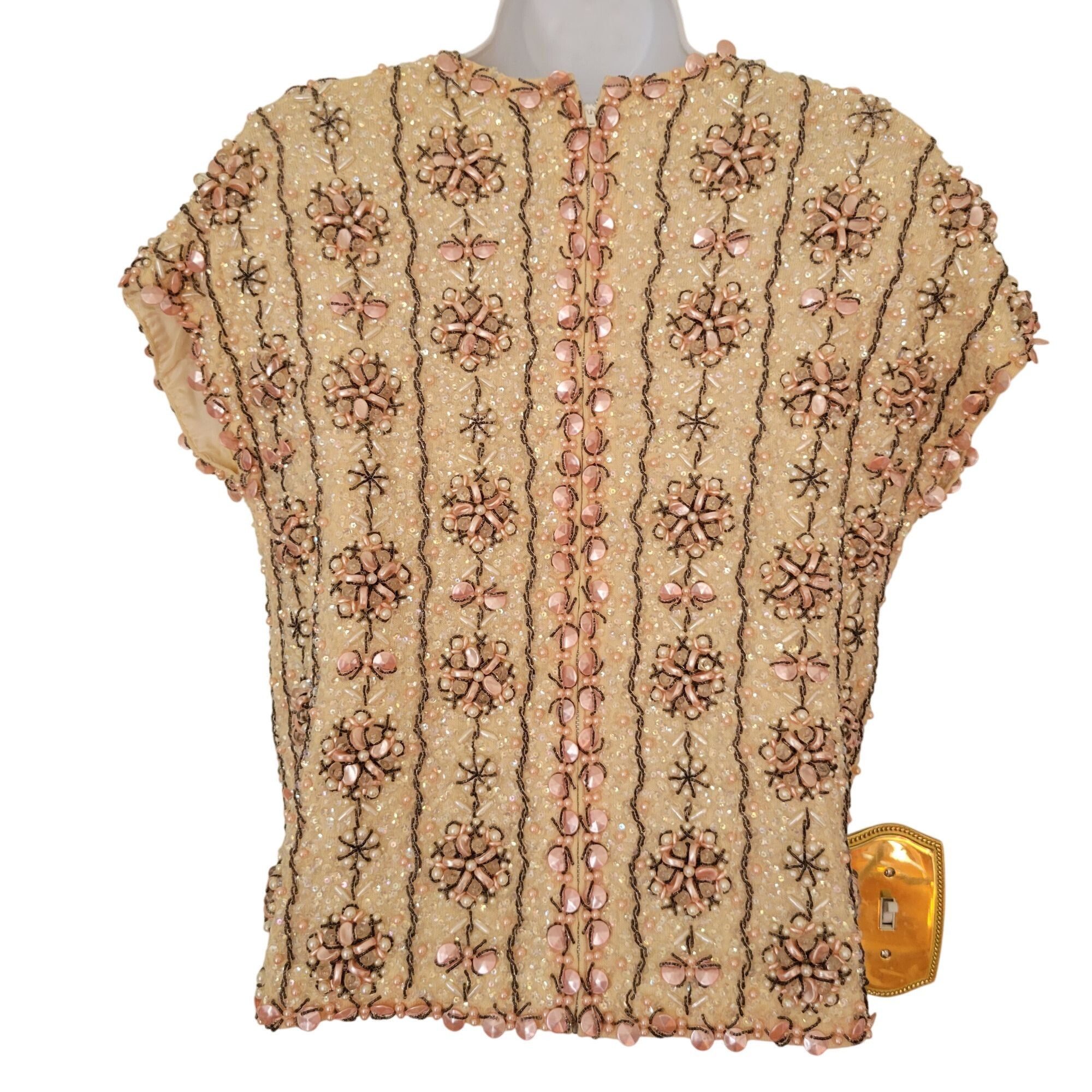 Vintage Vintage Beaded M Sequined Wool Top Short Sleeves Hong Kong B Size M / US 6-8 / IT 42-44 - 6 Thumbnail