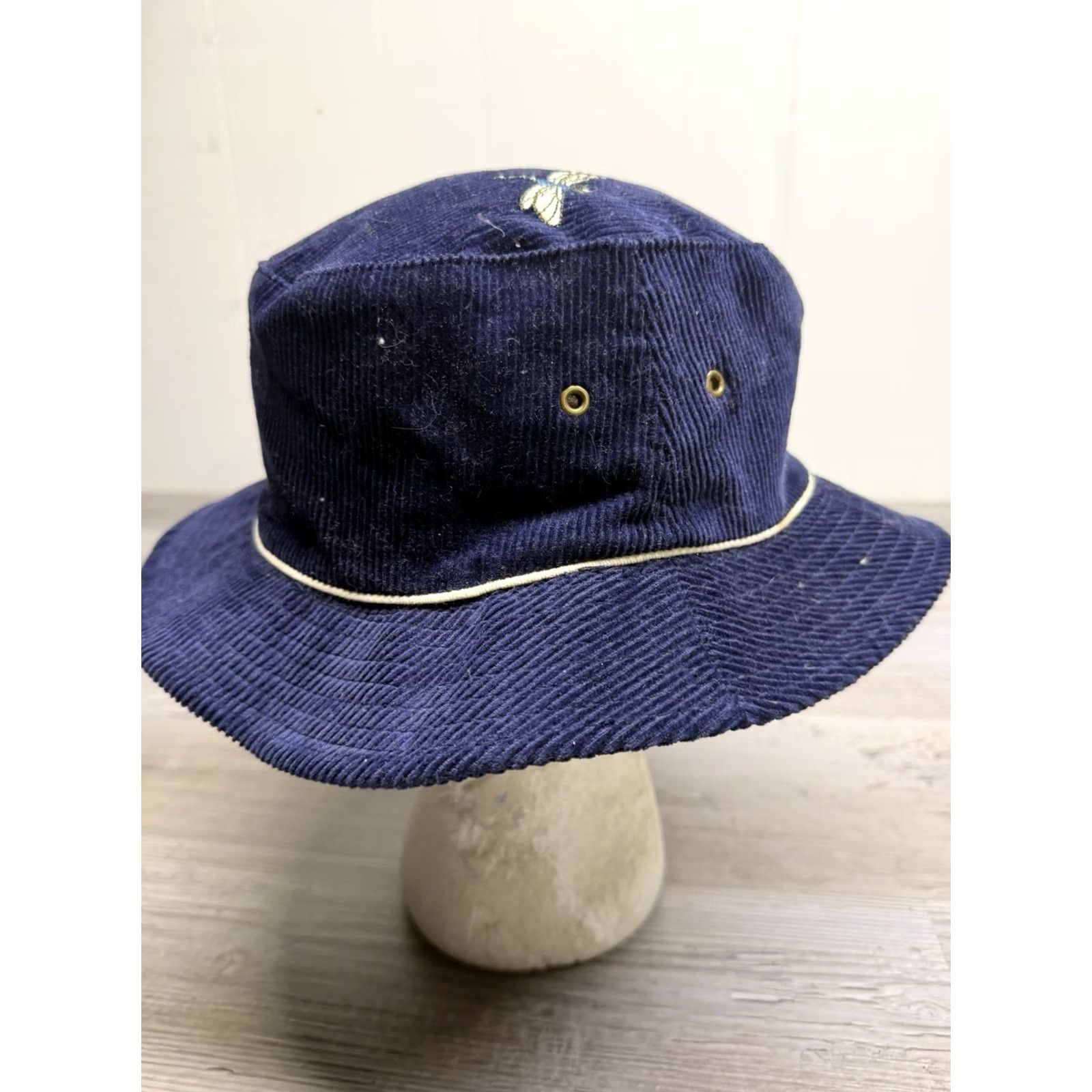 Vintage VINTAGE Mudd Bucket Hat Blue Corduroy Embroidered Dragonfly 90s Y2K Women Size ONE SIZE - 6 Thumbnail