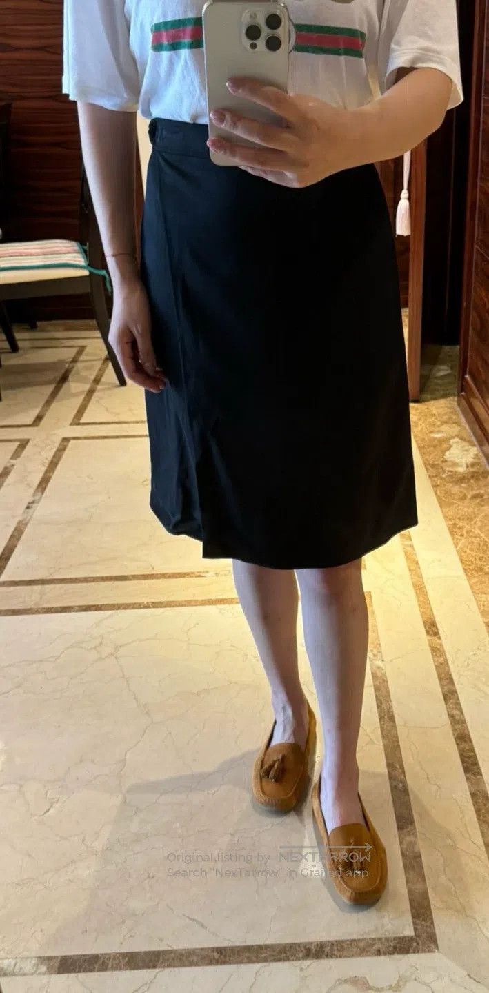 Hermes Hermes Silk Blend, Black, One-Piece Stone Wrap Skirt Size 24" / US 00 / IT 34 - 2 Thumbnail