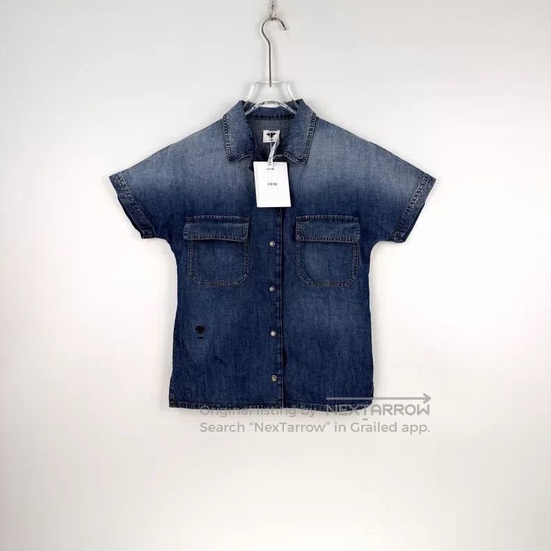 Dior Dior Washed blue embroidered bee denim cotton short-sleeve Size XS / US 0-2 / IT 36-38 - 3 Thumbnail