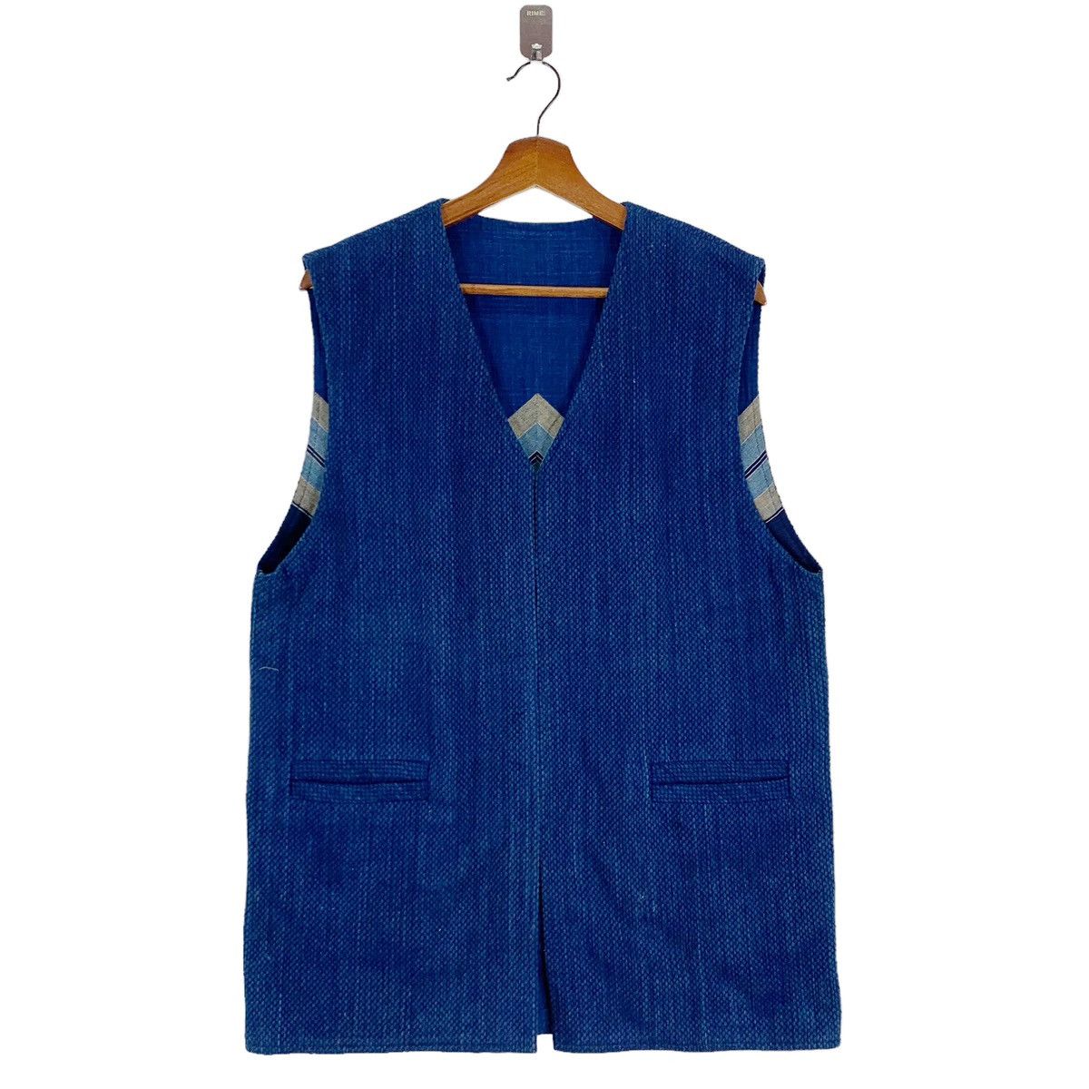 Indigo × Japanese Brand 🔥🔥VINTAGE BORO SASSIKO INDIGO BLUE JAPAN VEST JACKET Size US M / EU 48-50 / 2 - 1 Thumbnail