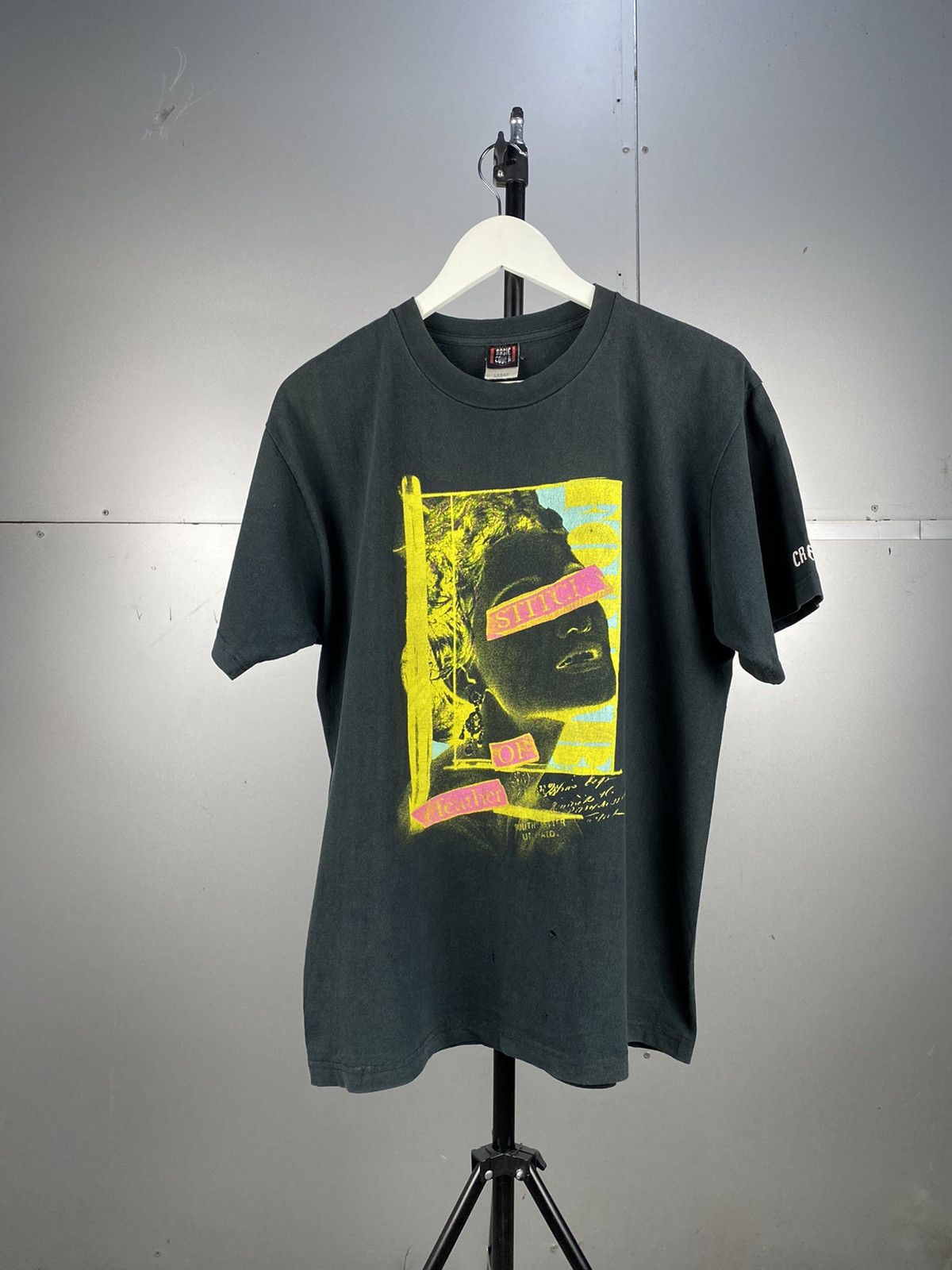 Vintage × Zine Vintage 90s Anarchy Graphic Face Print T-Shirt Size US L / EU 52-54 / 3 - 1 Thumbnail